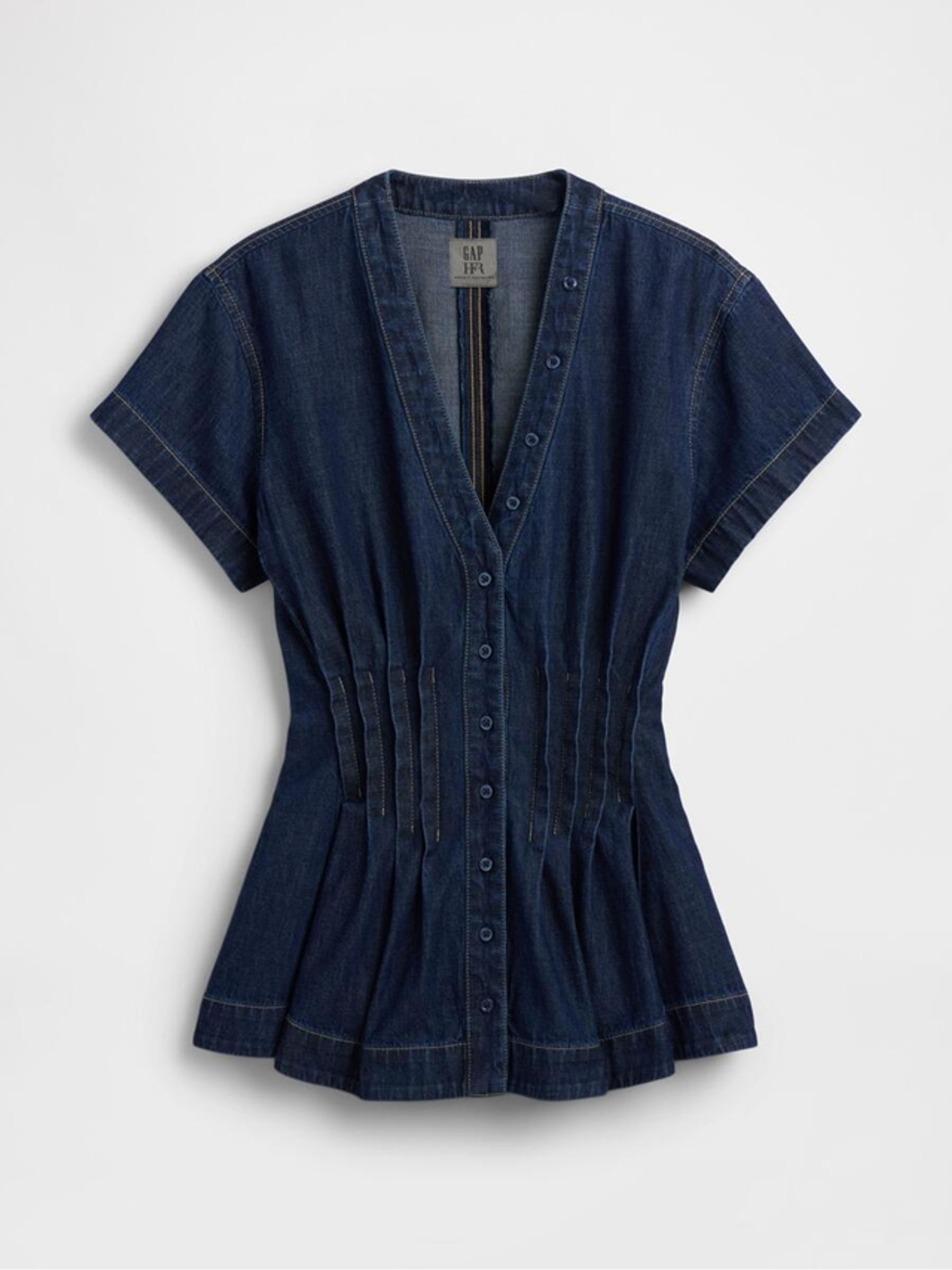 Gap x Harlem's Fashion Row Dark Wash Denim Peplum Top - Image 7 of 8