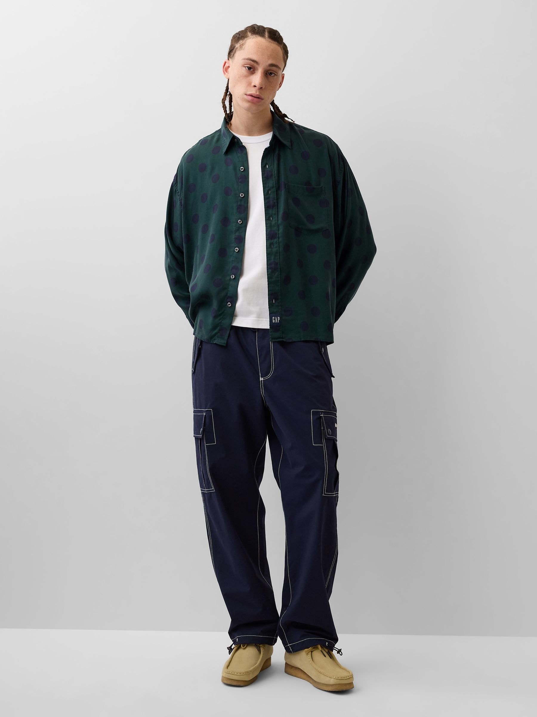 Gap x Awake NY Green Twill Polka Dot Big Shirt - Image 3 of 5