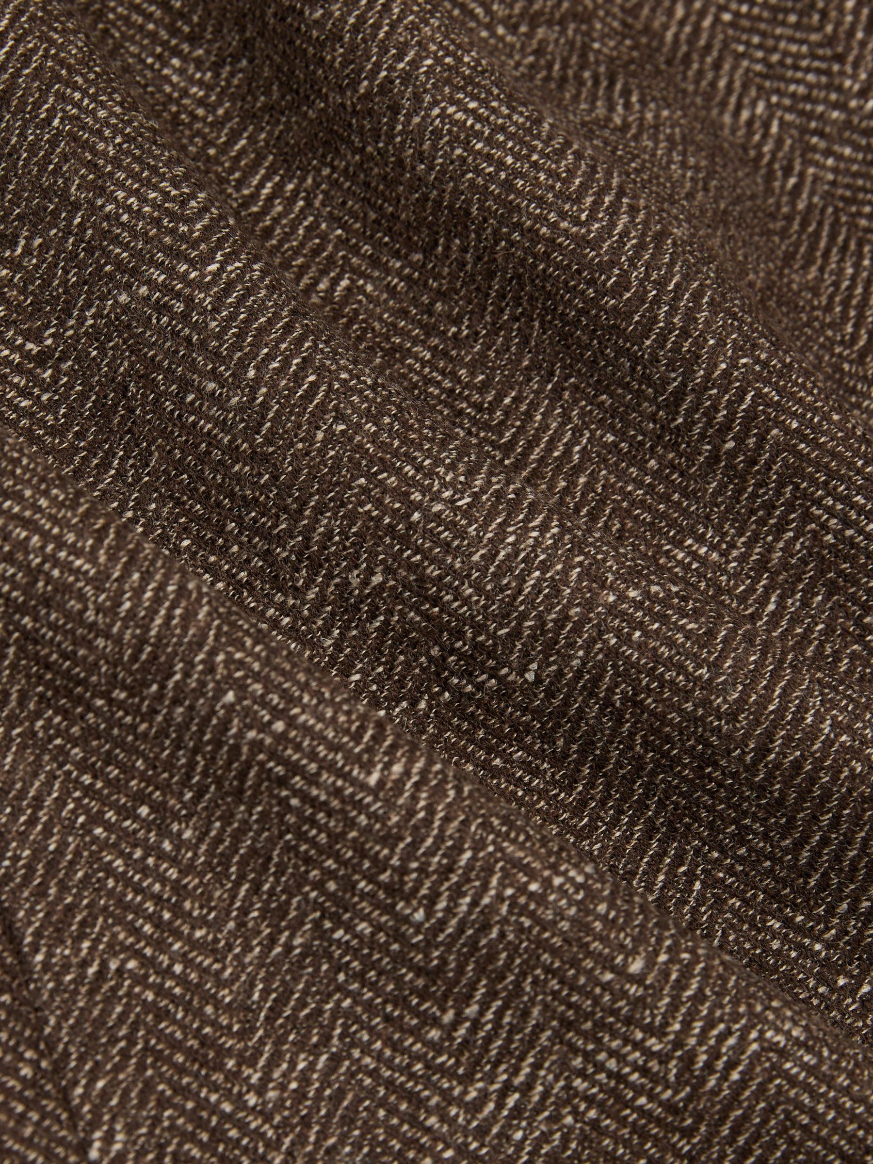 Wool-Blend Double-Breasted Herringbone Blazer Classic-Fit in Brown - Image 8 of 8