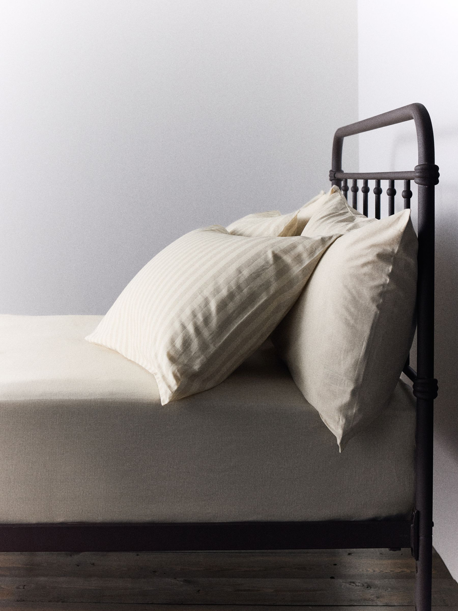 The Set 4 Pack Natural Stripe Fitted Sheets with Pillowcases - Image 1 of 6