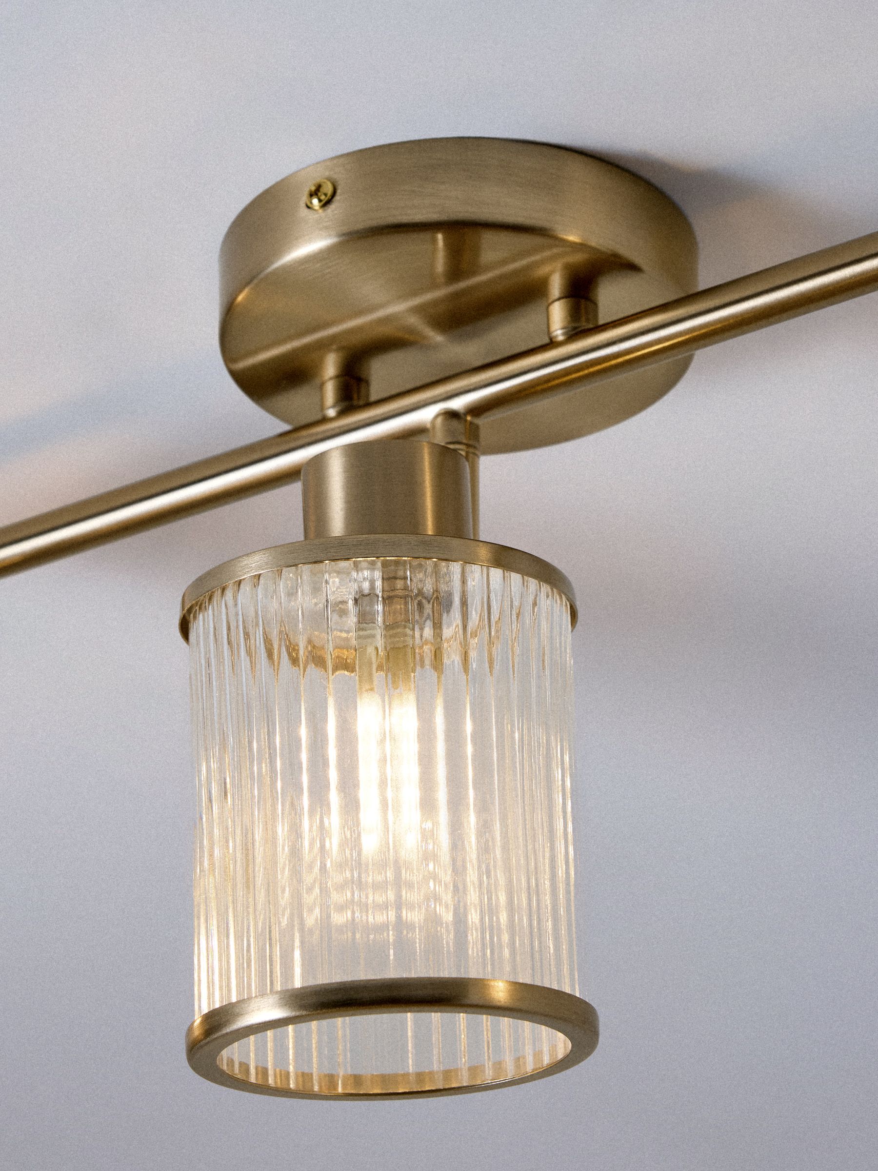 The Set 2 Pack Brass Ribbed Glass 3 Light Spotlight Ceiling Lights - Image 8 of 8