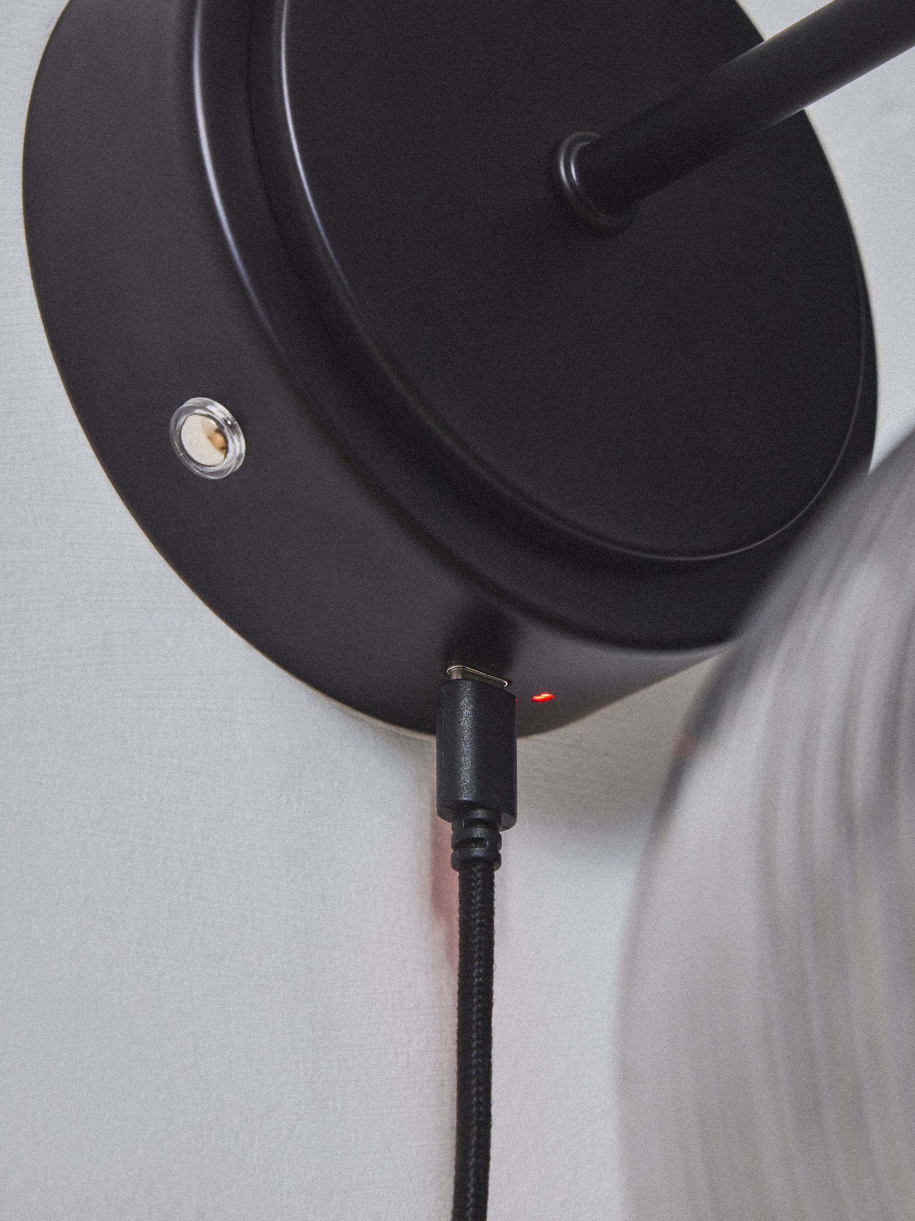 The Set 2 Pack Black Rechargeable Ribbed Glass Round Wall Lights - Image 6 of 7