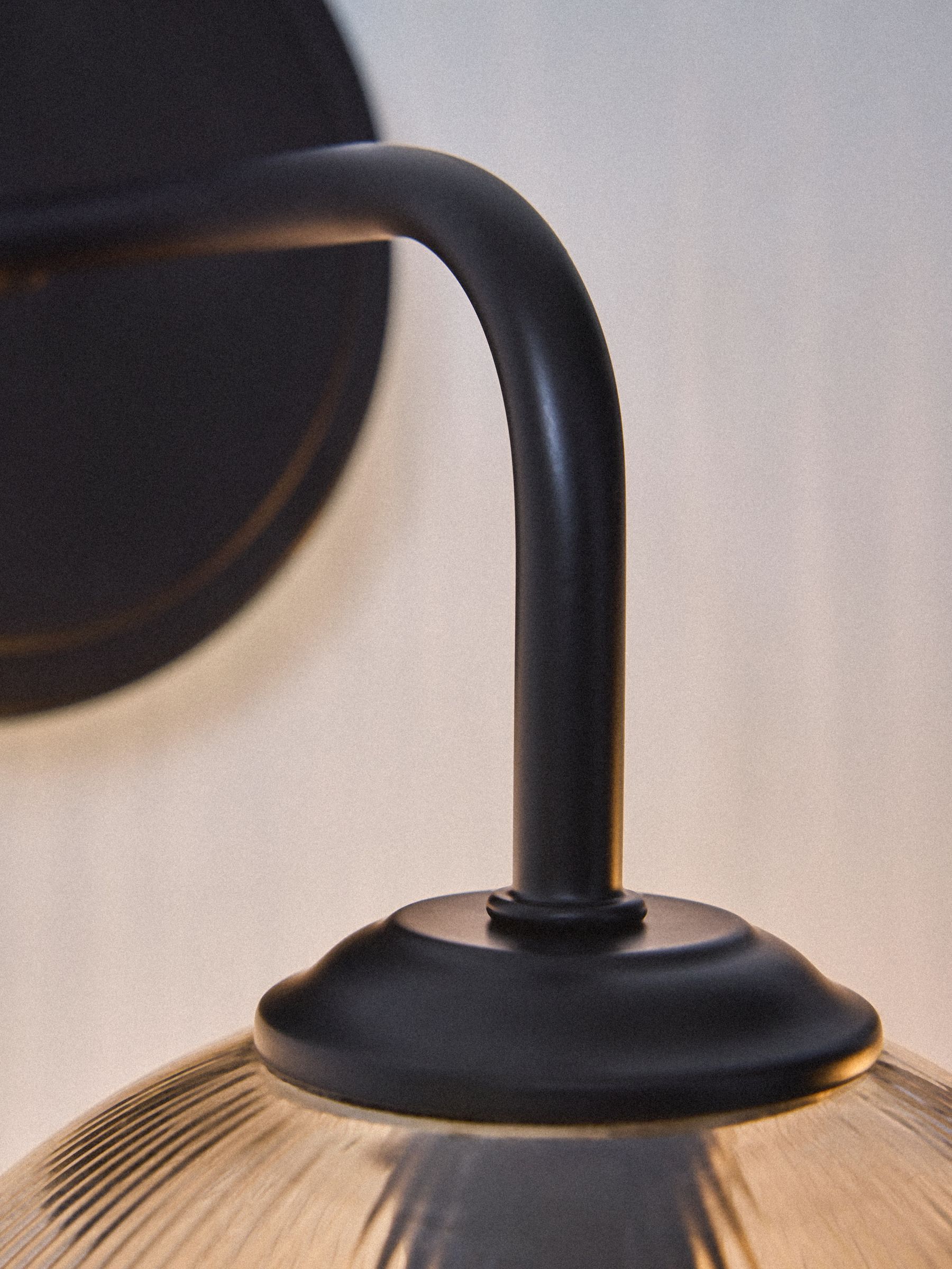 The Set 2 Pack Black Rechargeable Ribbed Glass Round Wall Lights - Image 7 of 7
