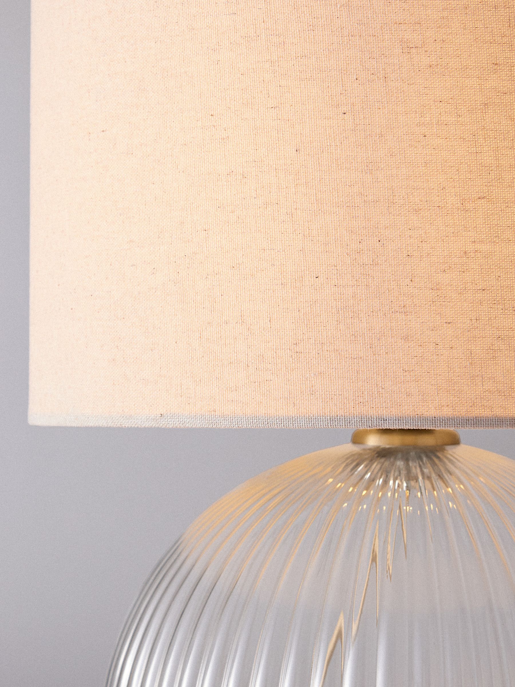 The Set 2 Pack Brass Ribbed Glass Round Table Lamps - Image 3 of 4