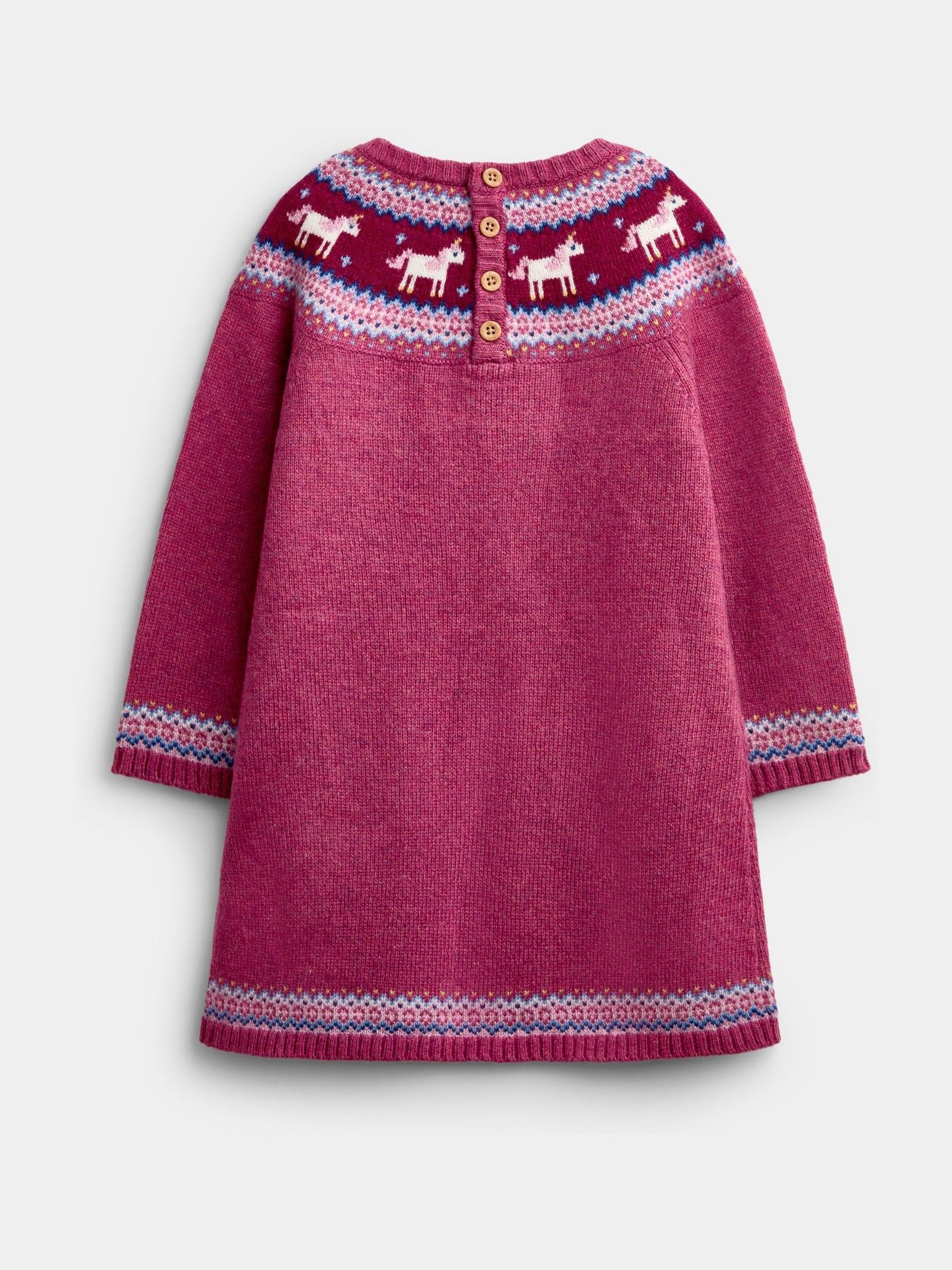 Rose Pink Unicorn Fairisle Knitted Dress - Image 2 of 4