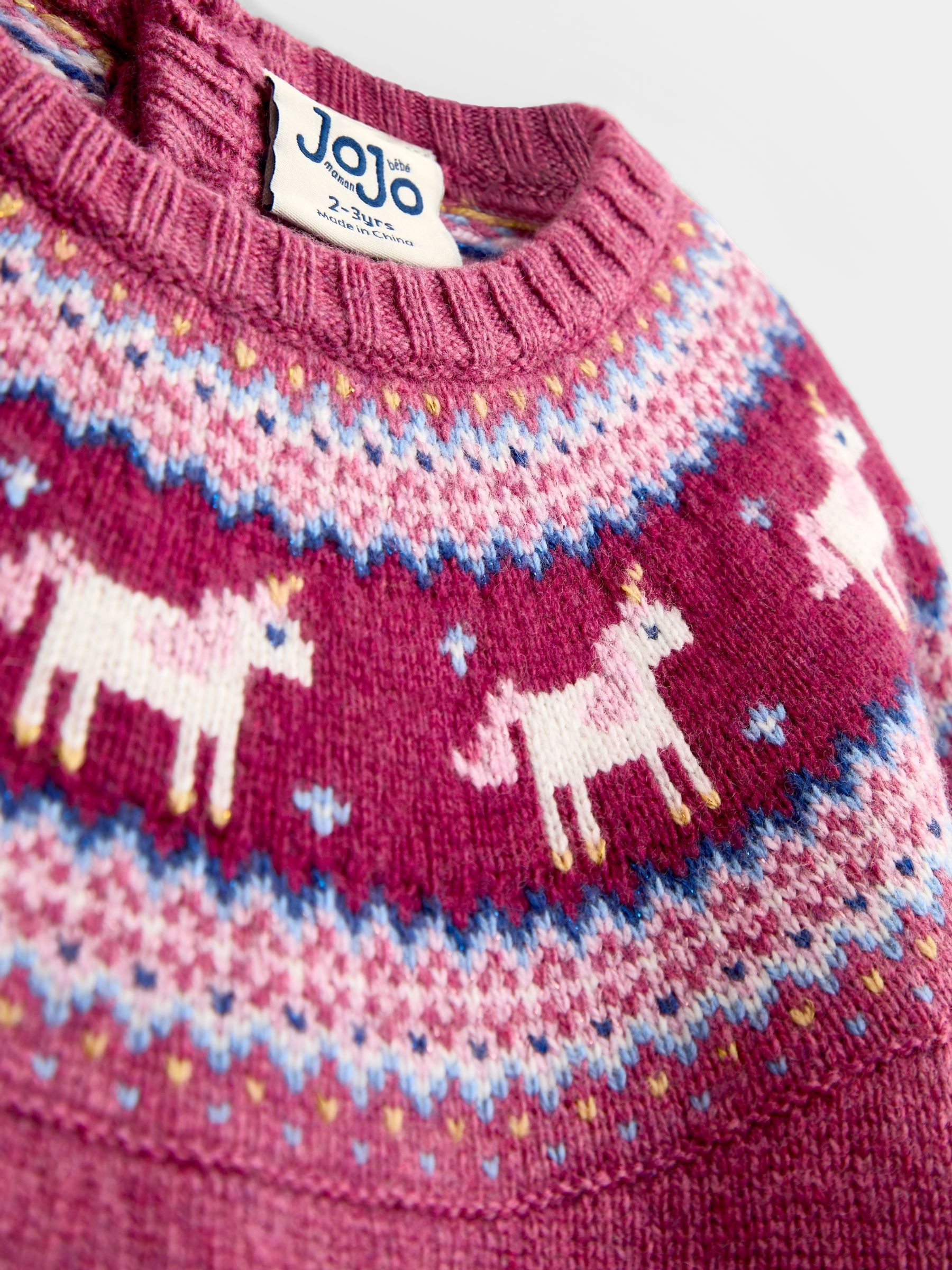 Rose Pink Unicorn Fairisle Knitted Dress - Image 3 of 4
