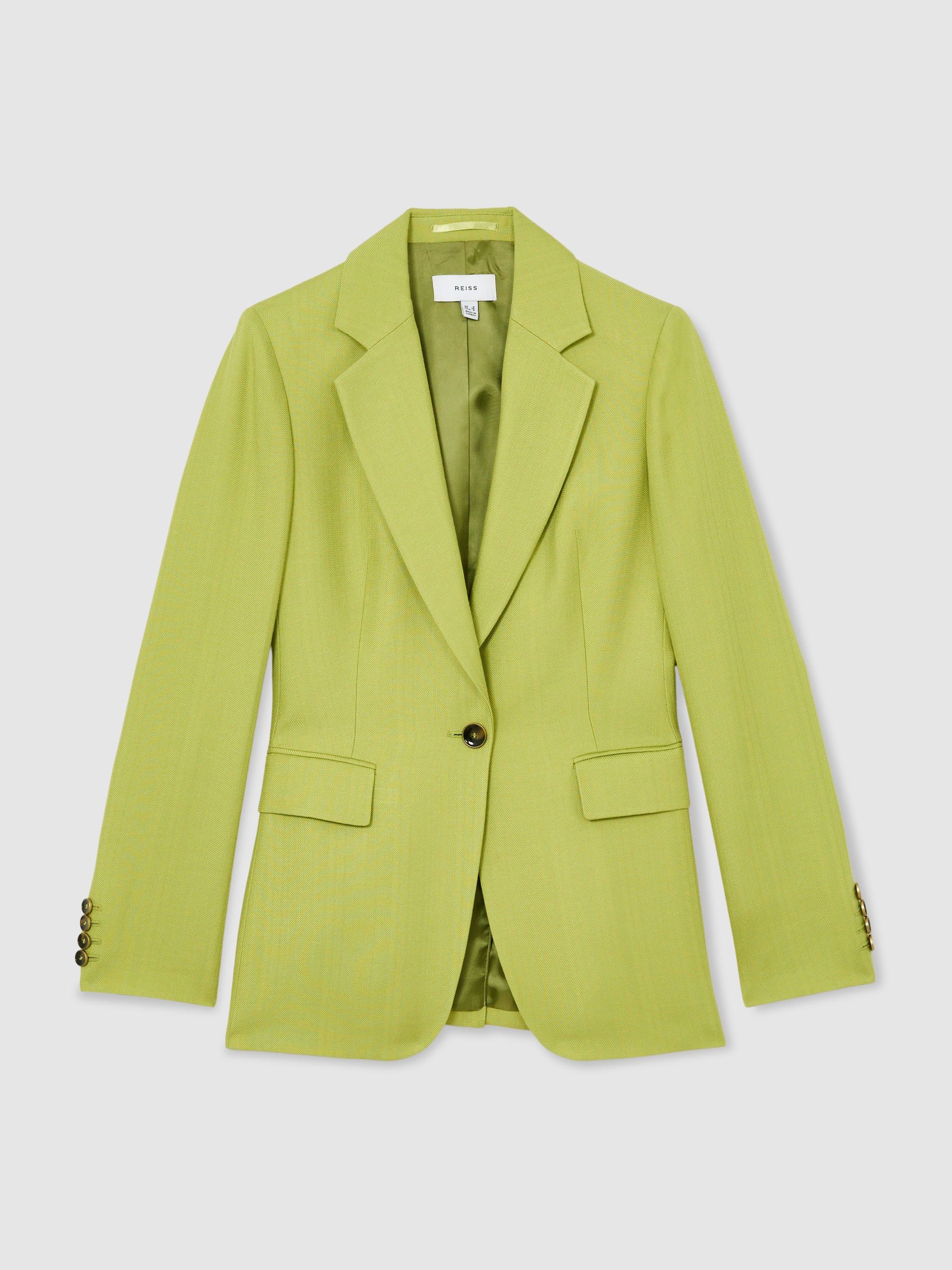 Textured-Weave Single-Breasted Suit Blazer in Green - Image 2 of 7