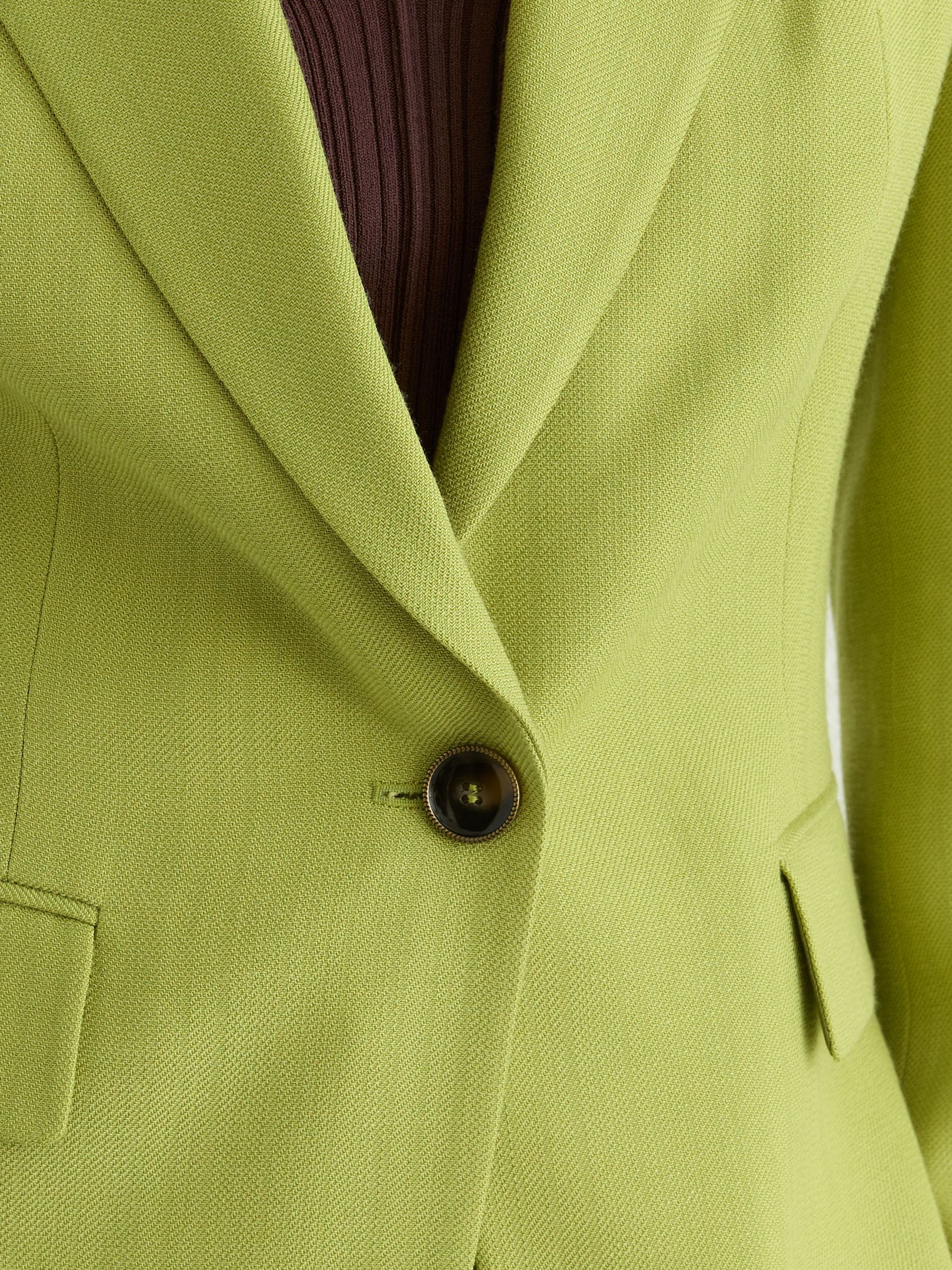 Textured-Weave Single-Breasted Suit Blazer in Green - image 4
