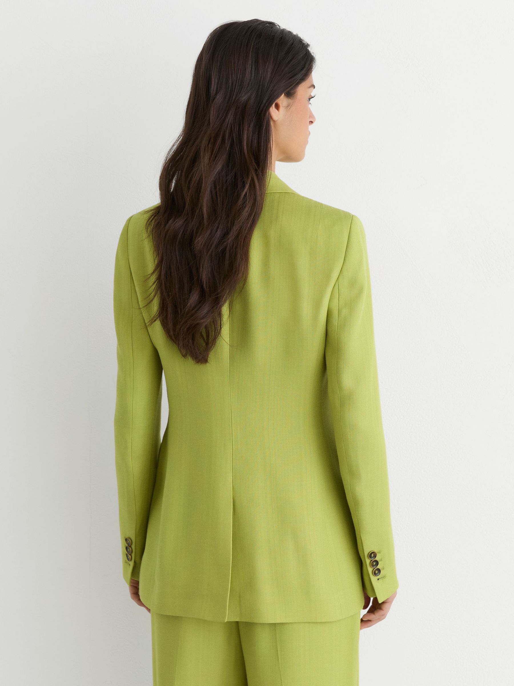 Textured-Weave Single-Breasted Suit Blazer in Green - Image 6 of 7