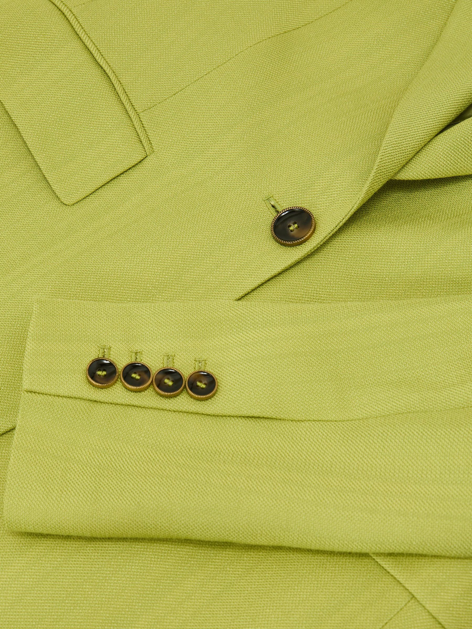 Textured-Weave Single-Breasted Suit Blazer in Green - image 3