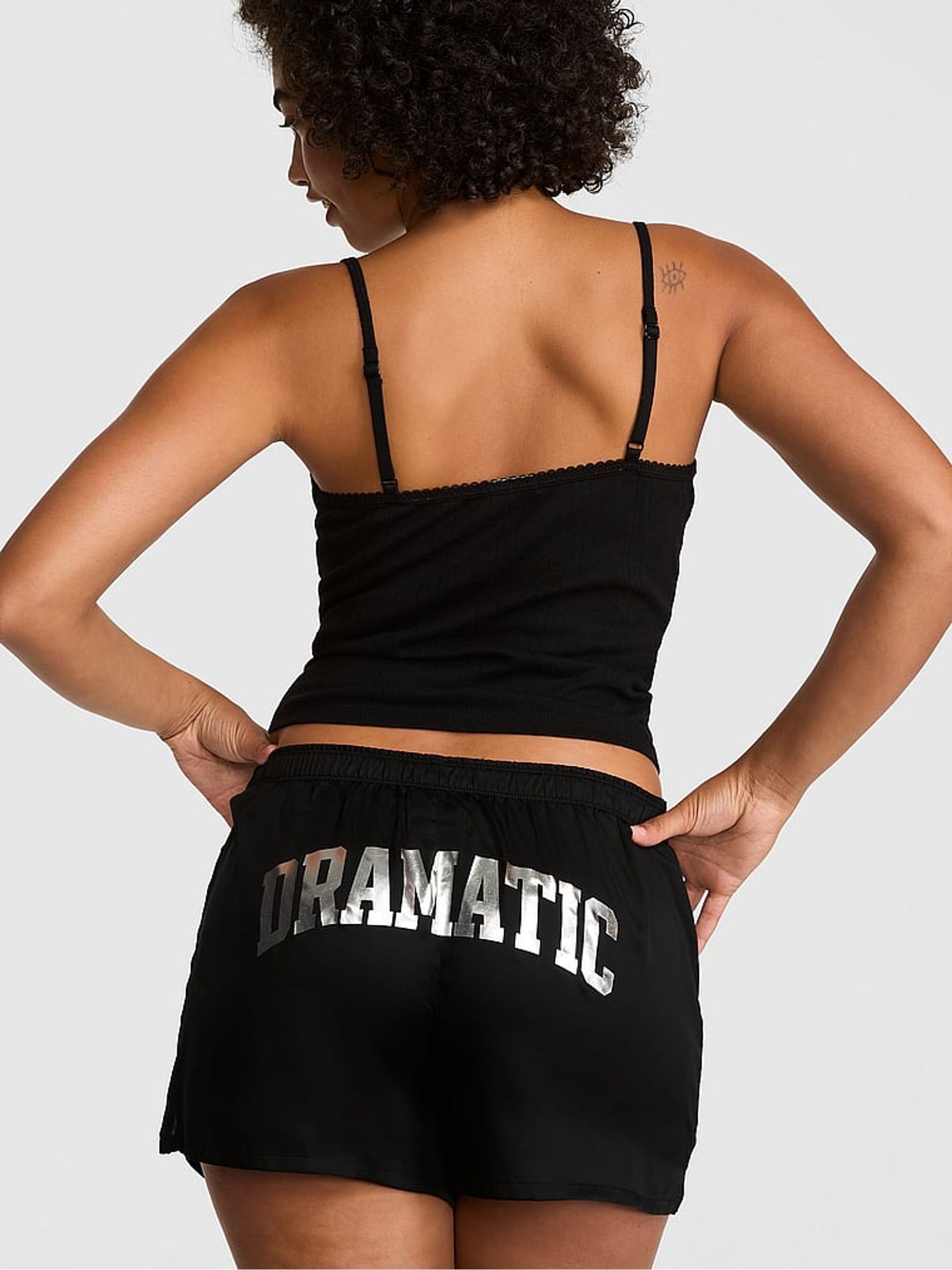Black Dramatic Print Pyjamas Short Bottoms - Image 2 of 3 Black Dramatic Print Pyjamas Short Bottoms - Image 2 of 3
