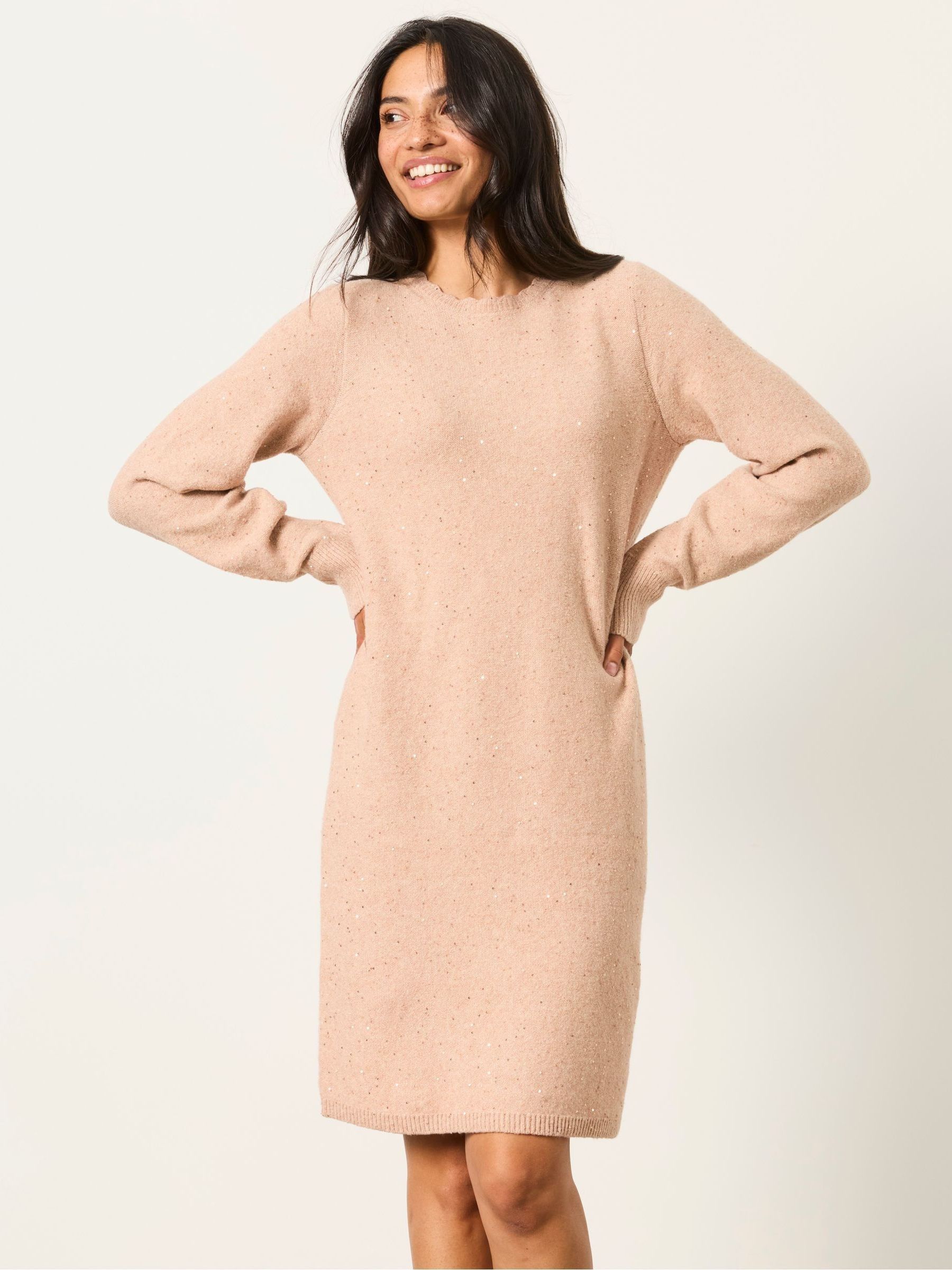 Skylar Cream Petite Knitted Dress - Image 4 of 6