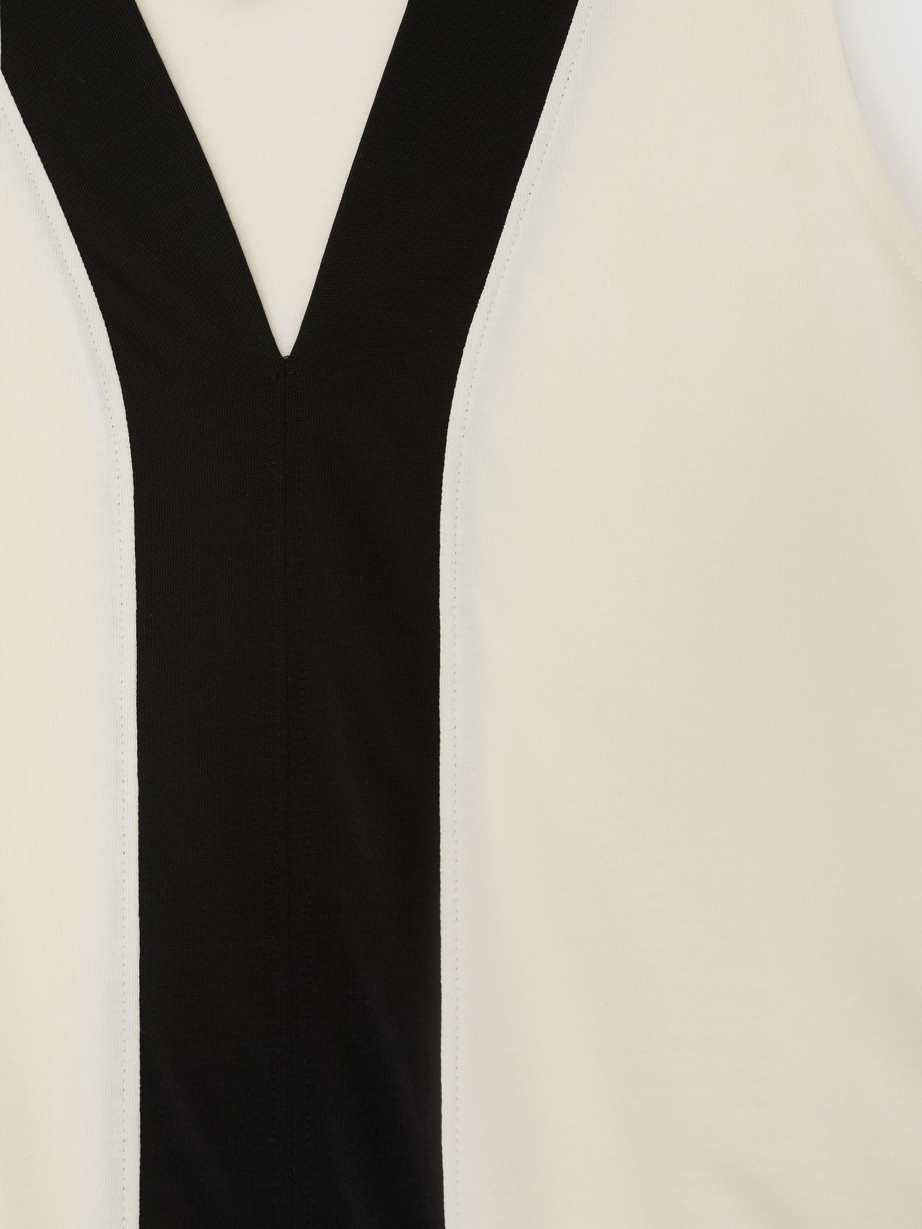 Colour-Block V-Neck Shell Top in Ivory/Black - Image 6 of 6