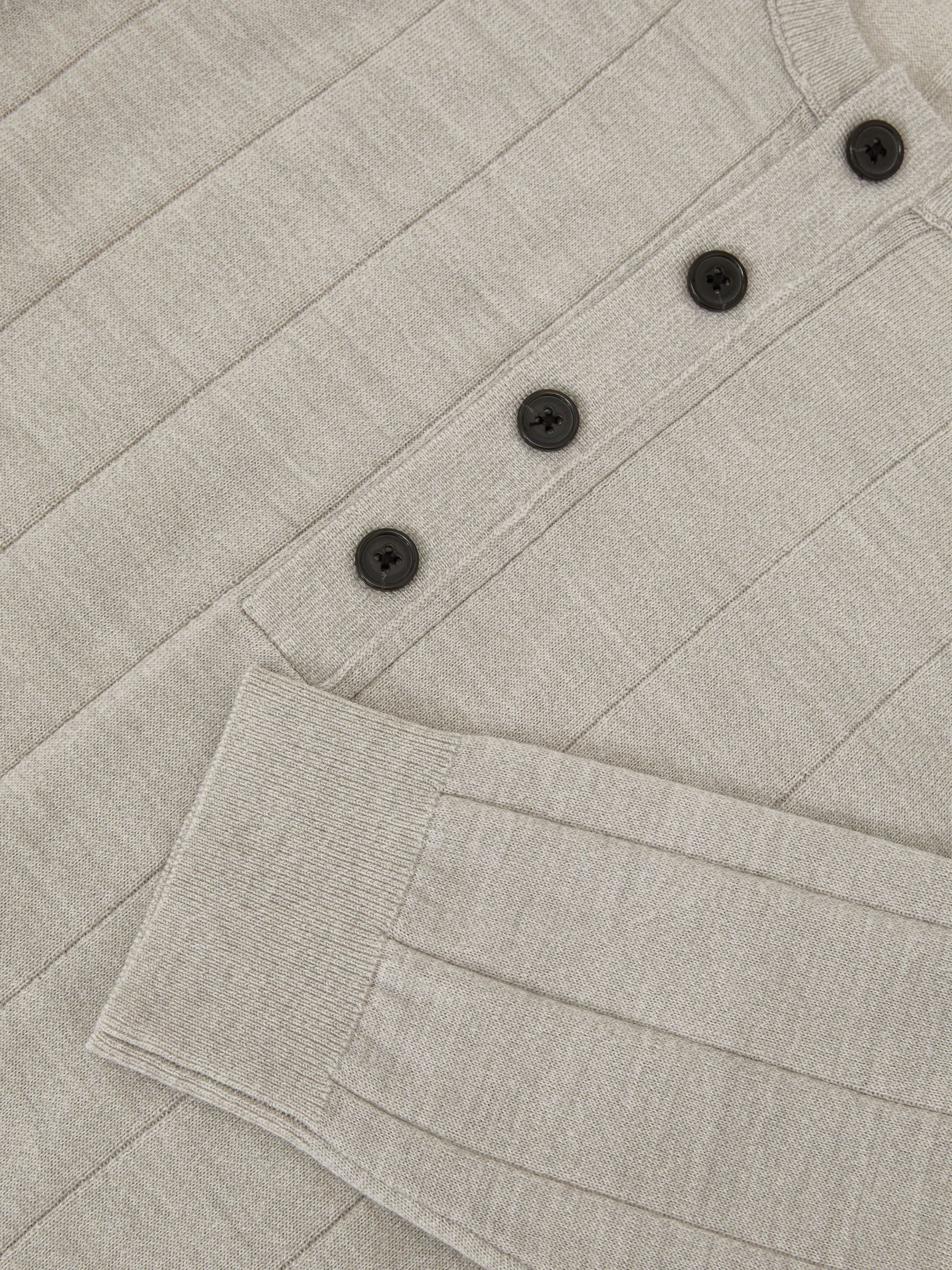 Merino Wool Wide-Rib Henley Jumper in Stone Mouline - Image 7 of 7