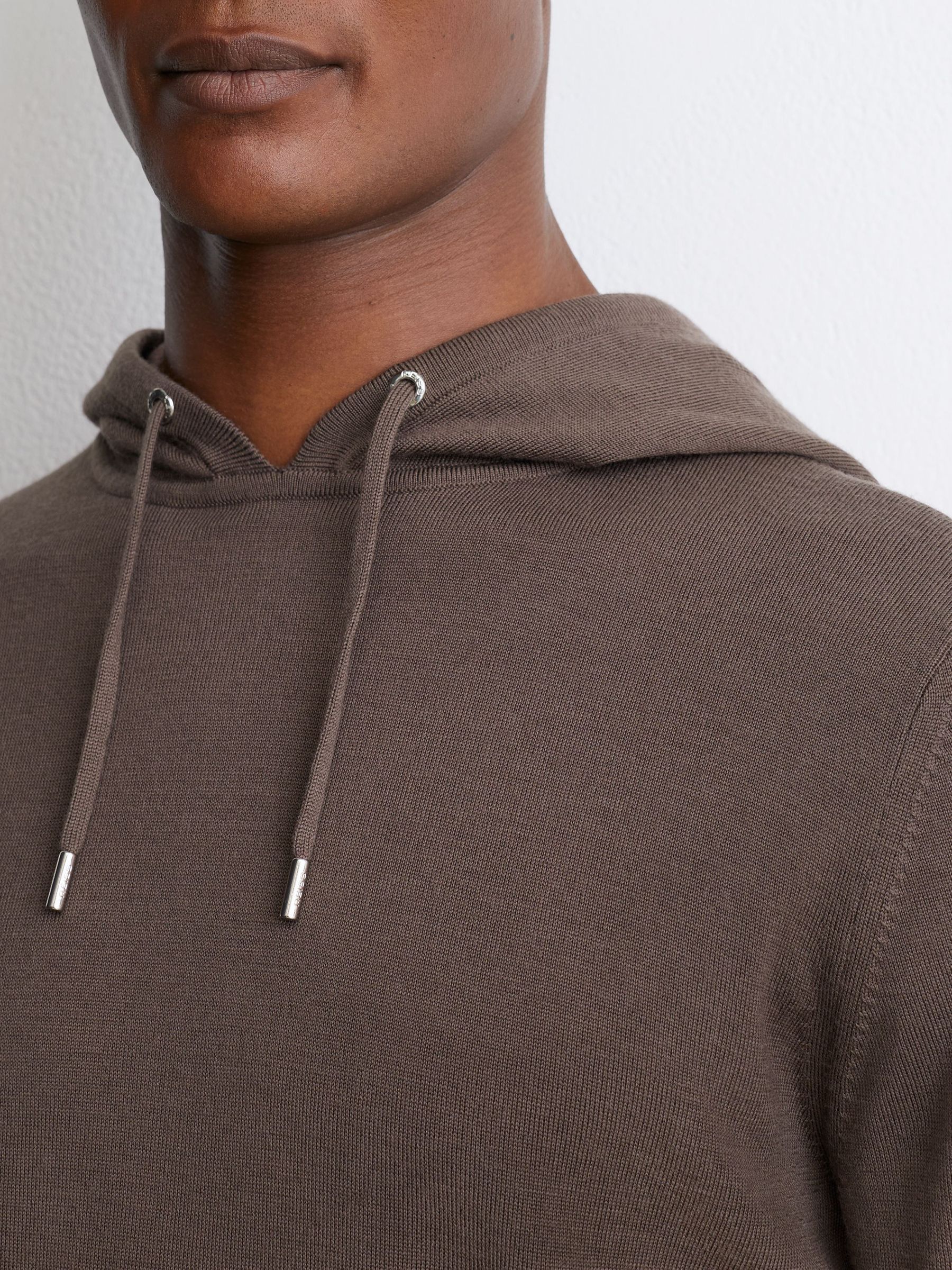 Merino Wool Drawstring Hoodie in Ridge Brown - Image 3 of 6