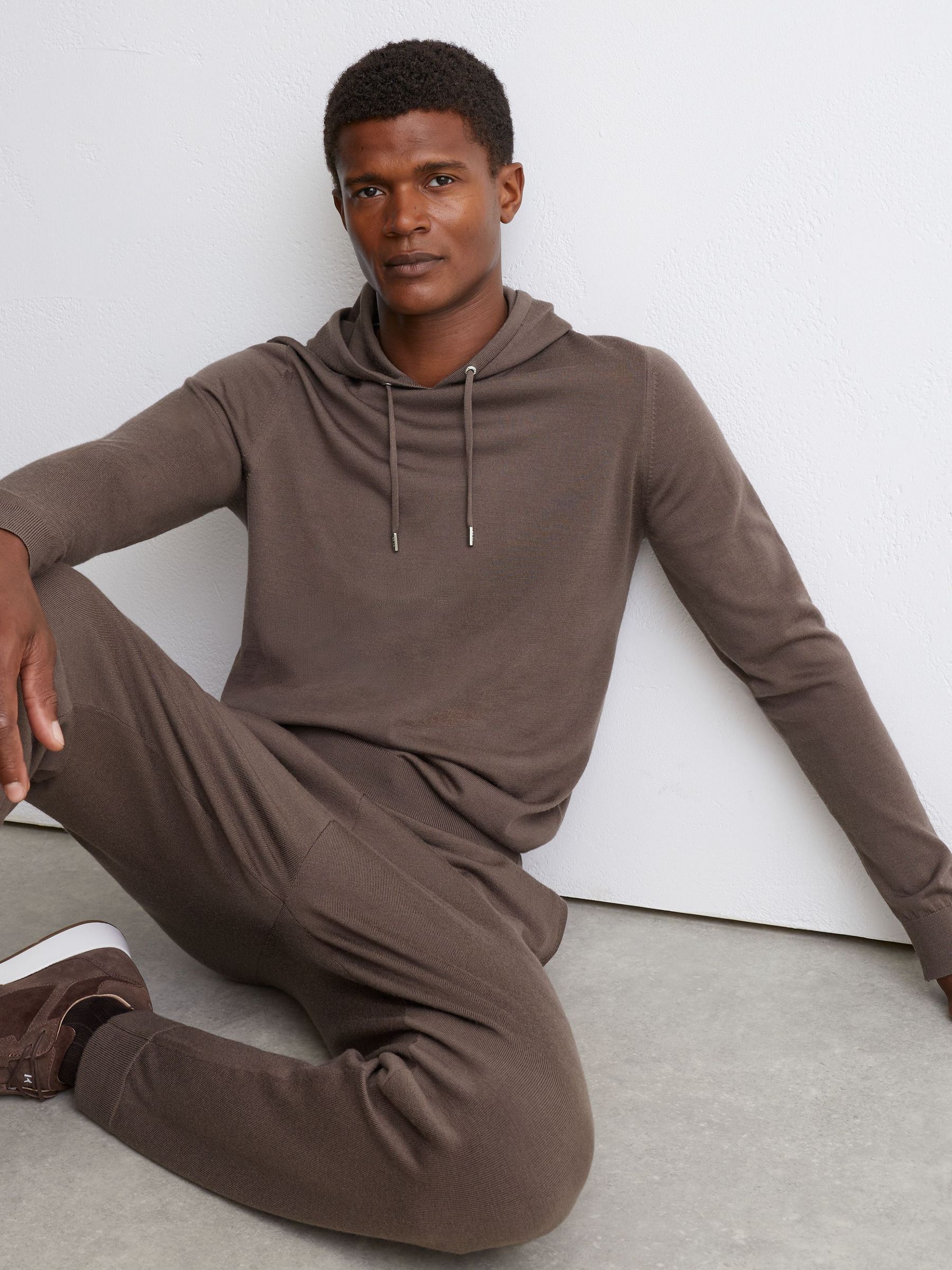 Merino Wool Drawstring Hoodie in Ridge Brown - Image 5 of 6