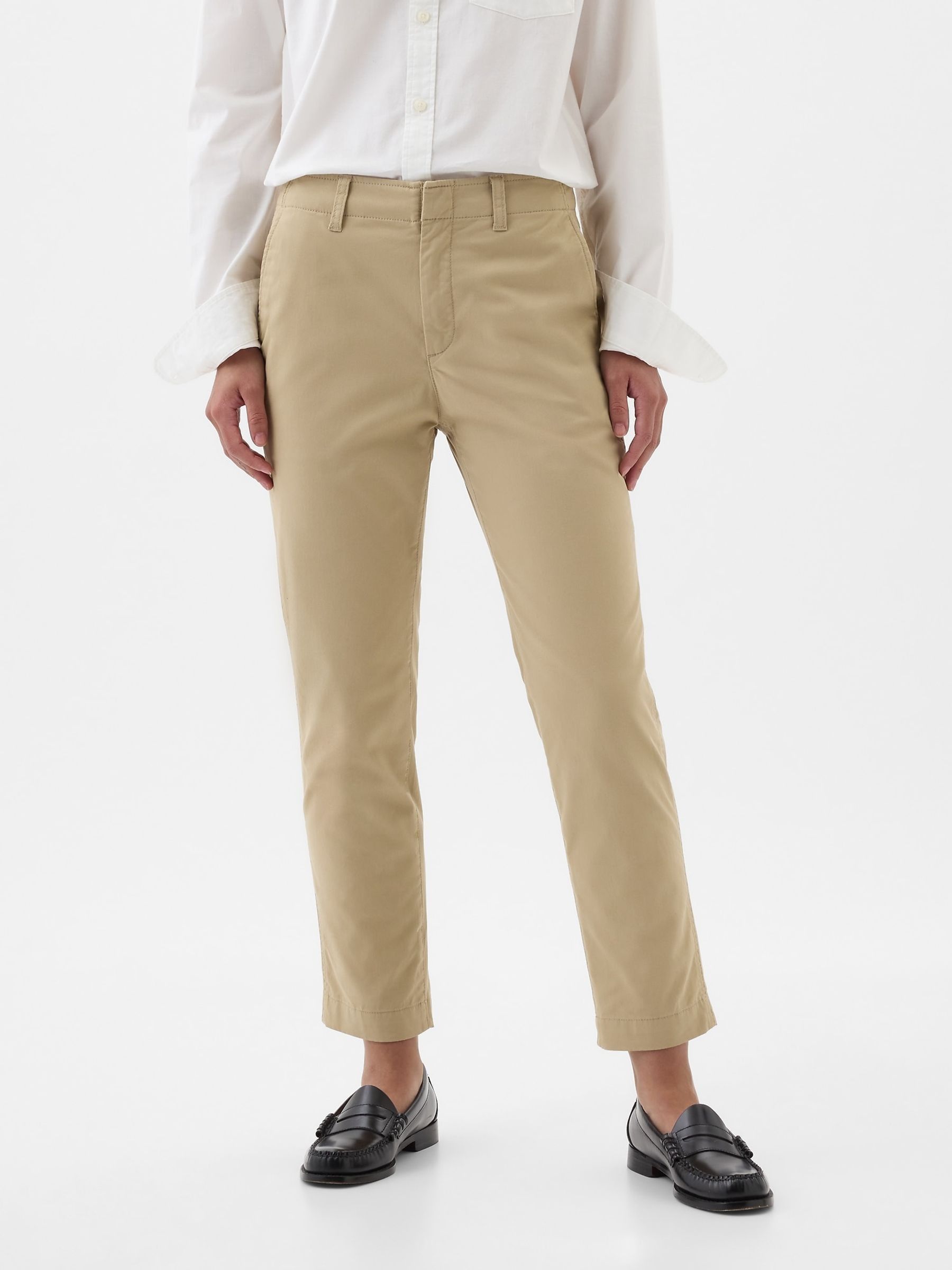 Beige Mid-Rise Downtown Chinos - Image 1 of 4 Beige Mid-Rise Downtown Chinos - Image 1 of 4
