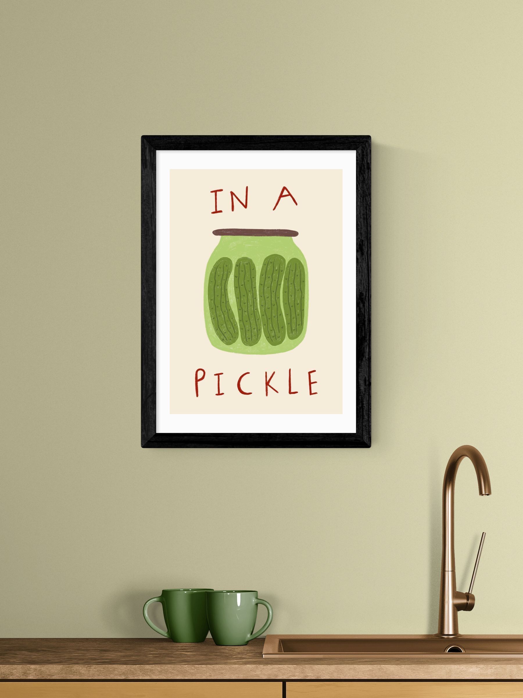 East End Prints Black Pickle Wall Art Print by Amber May Art - Image 1 of 2