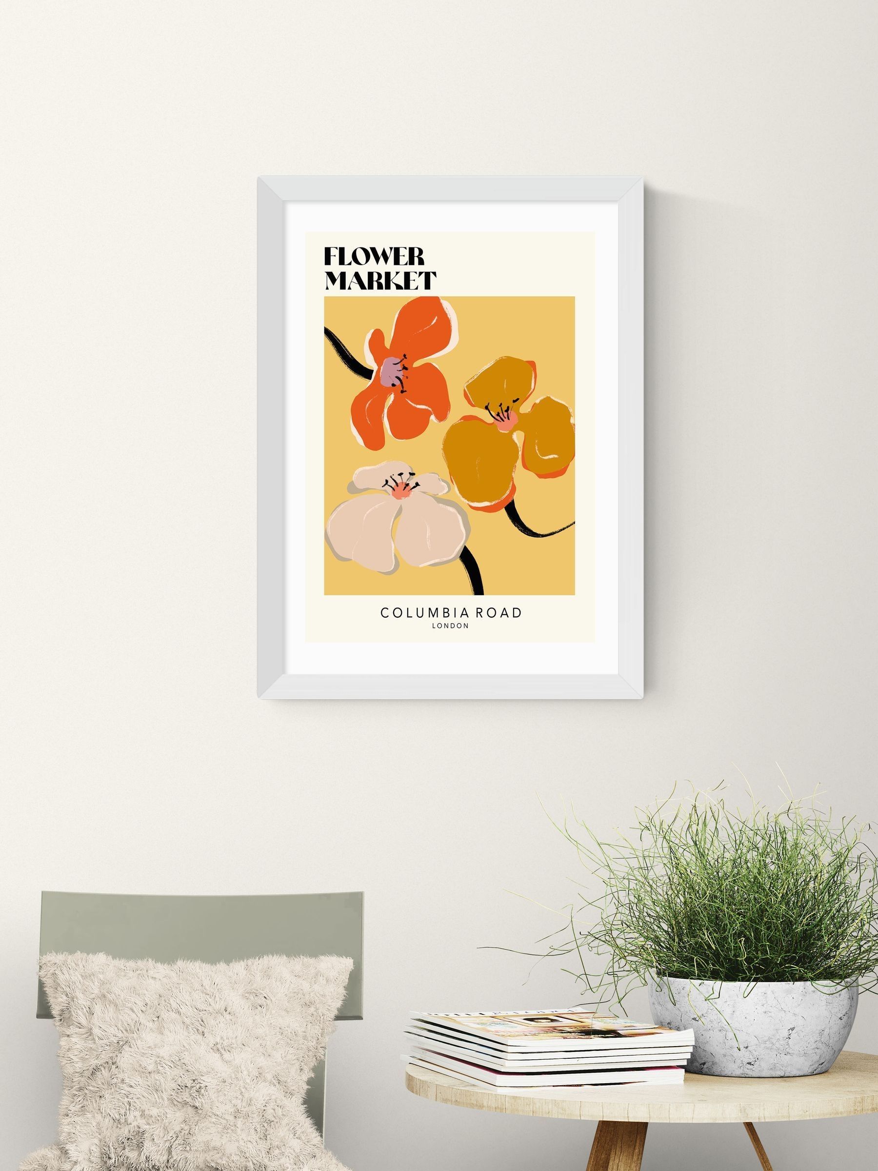 East End Prints White Columbia Road Wall Art Print by Luxe Poster Co - Image 1 of 2