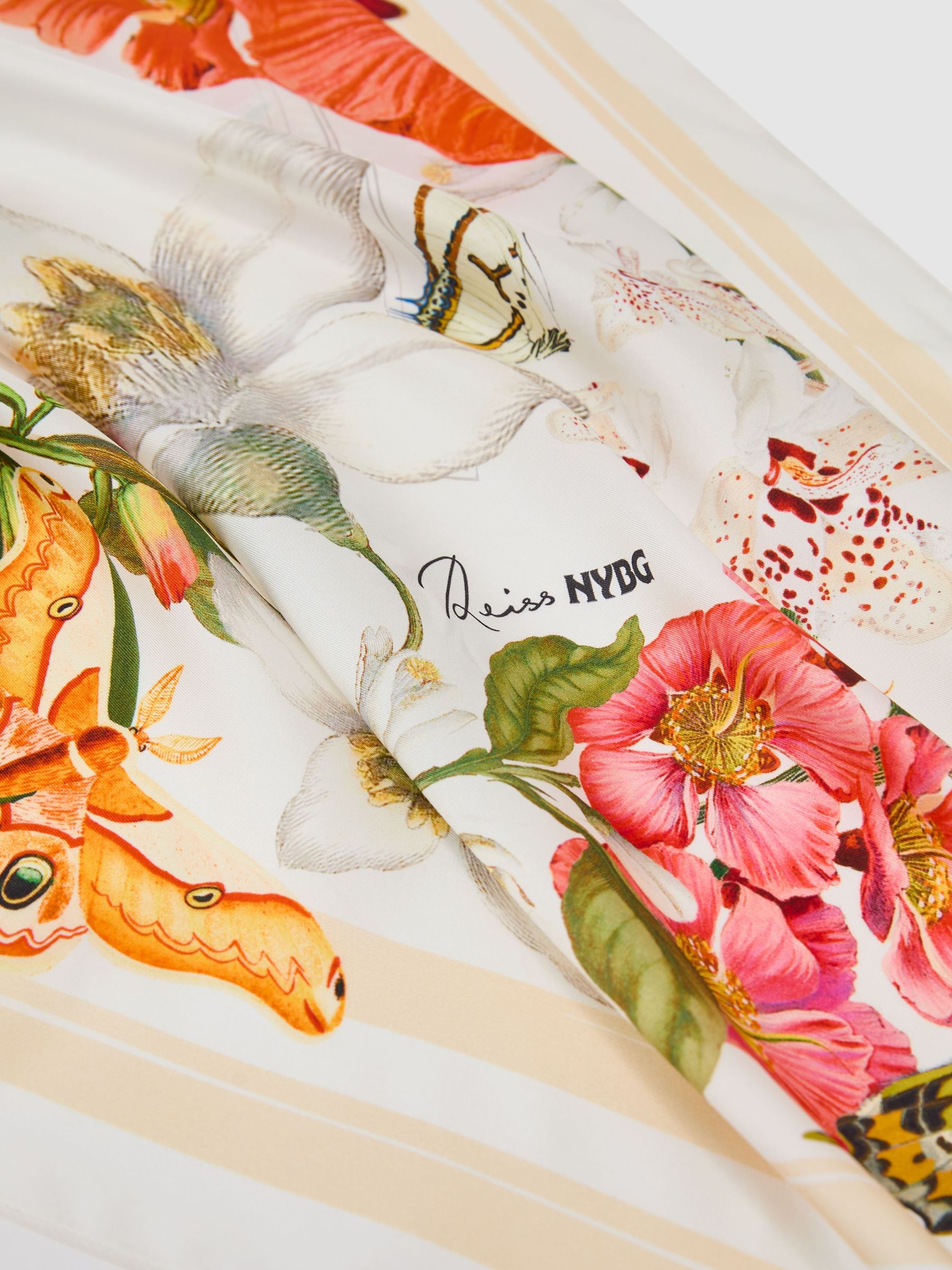 Reiss | NYBG Silk Floral-Print Square Scarf in Multi - Image 5 of 6