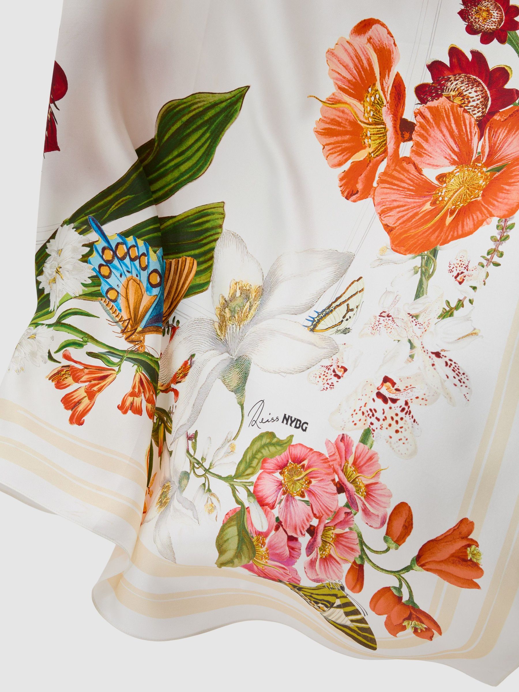 Reiss | NYBG Silk Floral-Print Square Scarf in Multi - Image 6 of 6