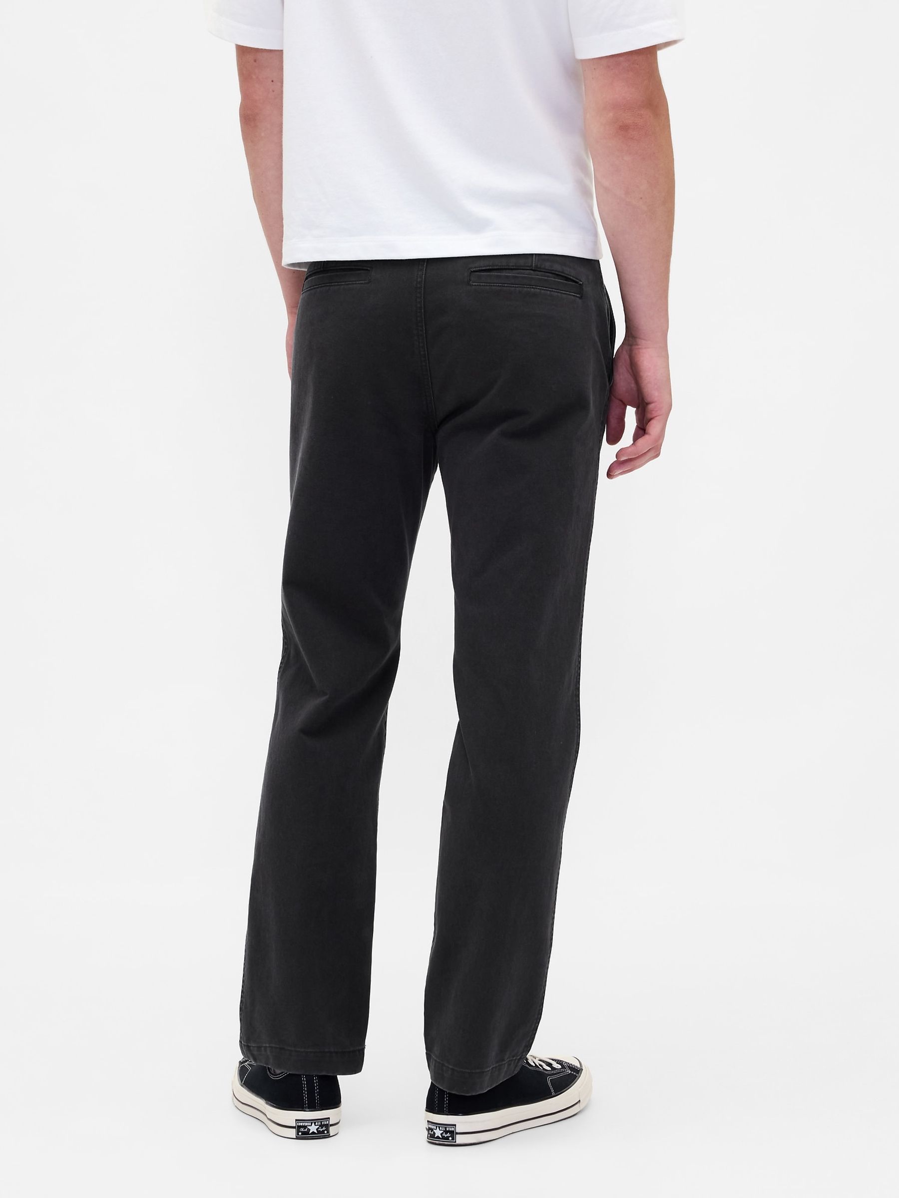 Black Heavyweight Twill Relaxed Straight Chinos - Image 2 of 5