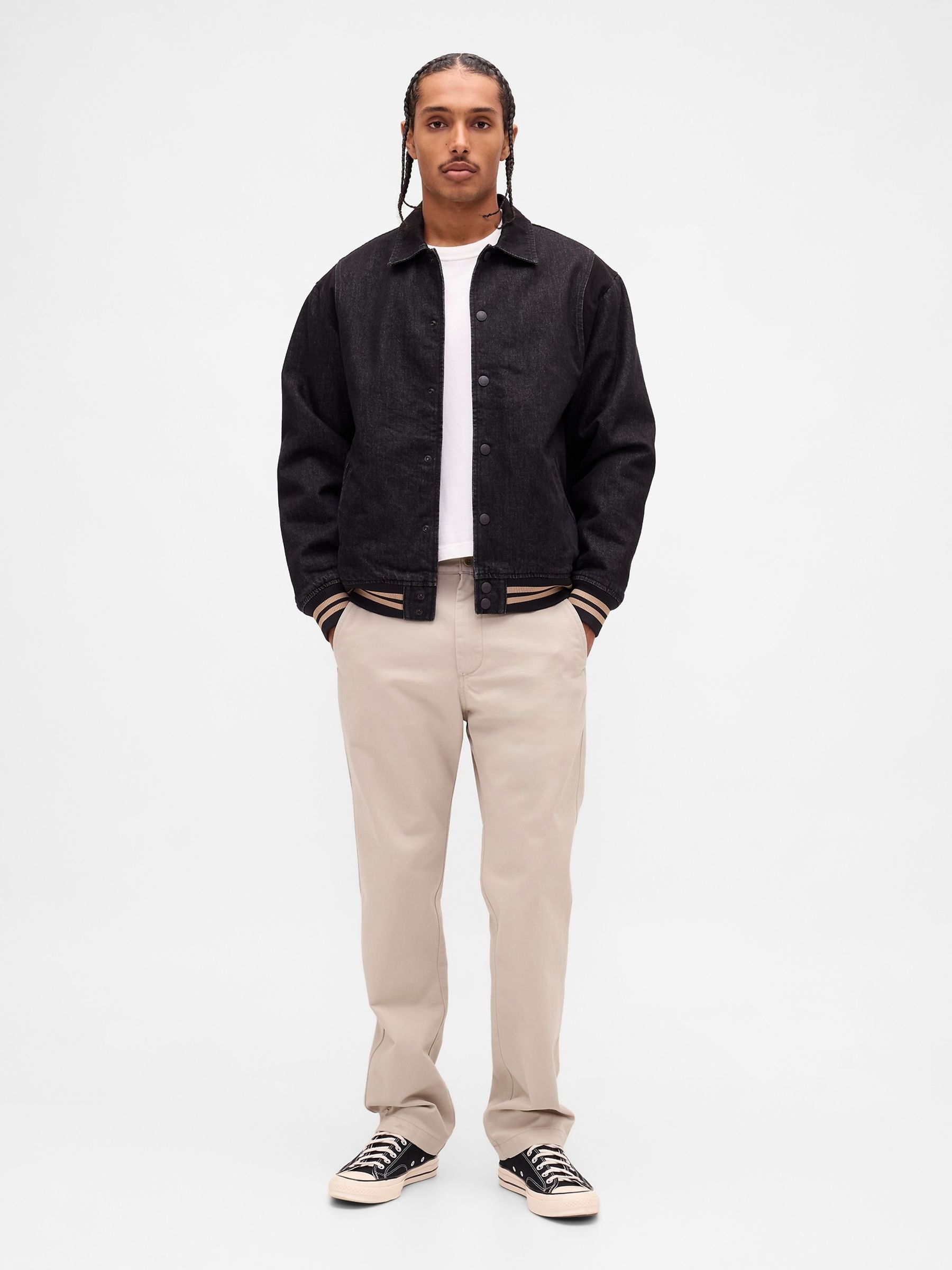 Cream Heavyweight Twill Relaxed Straight Chinos - Image 4 of 5