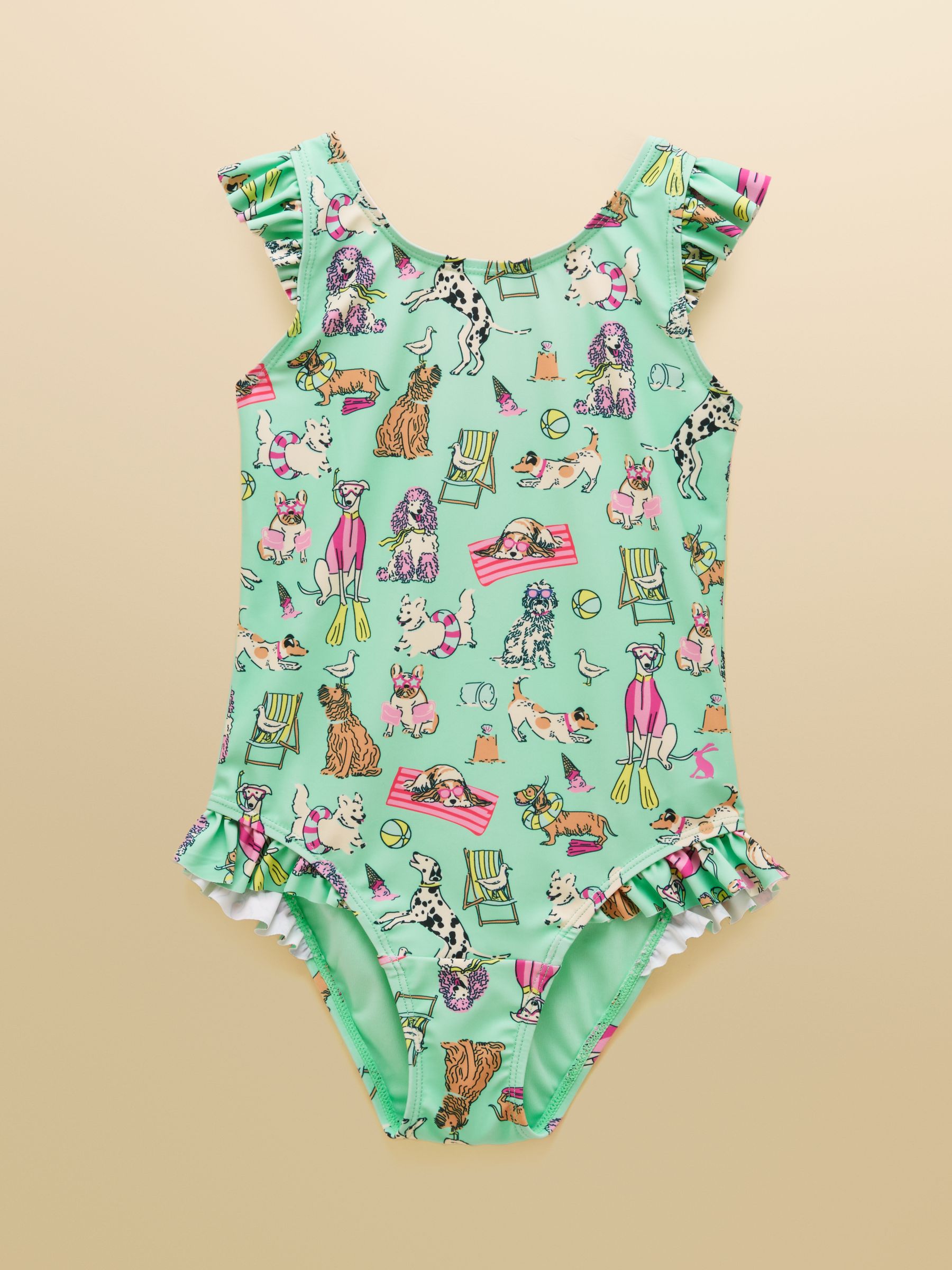 Girls' Splash Green Dogs Swimming Costume - Image 1 of 5 Girls' Splash Green Dogs Swimming Costume - Image 1 of 5