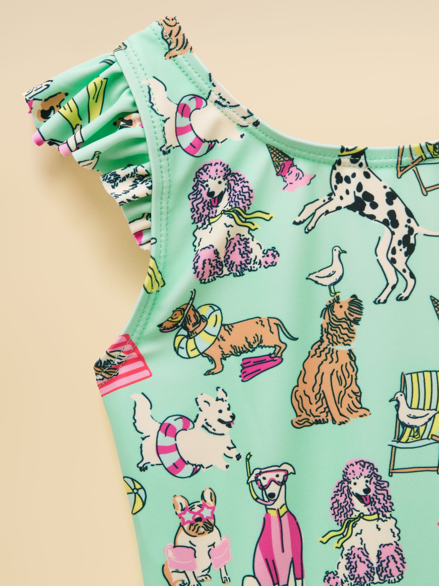 Girls' Splash Green Dogs Swimming Costume - Image 3 of 5