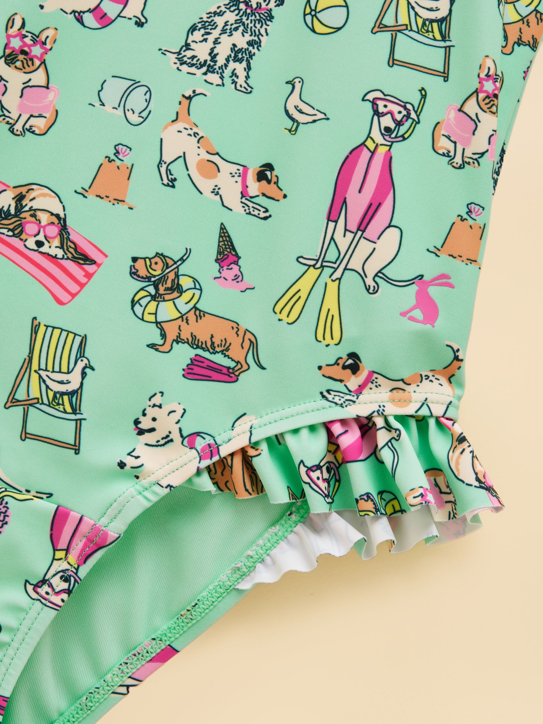 Girls' Splash Green Dogs Swimming Costume - Image 4 of 5