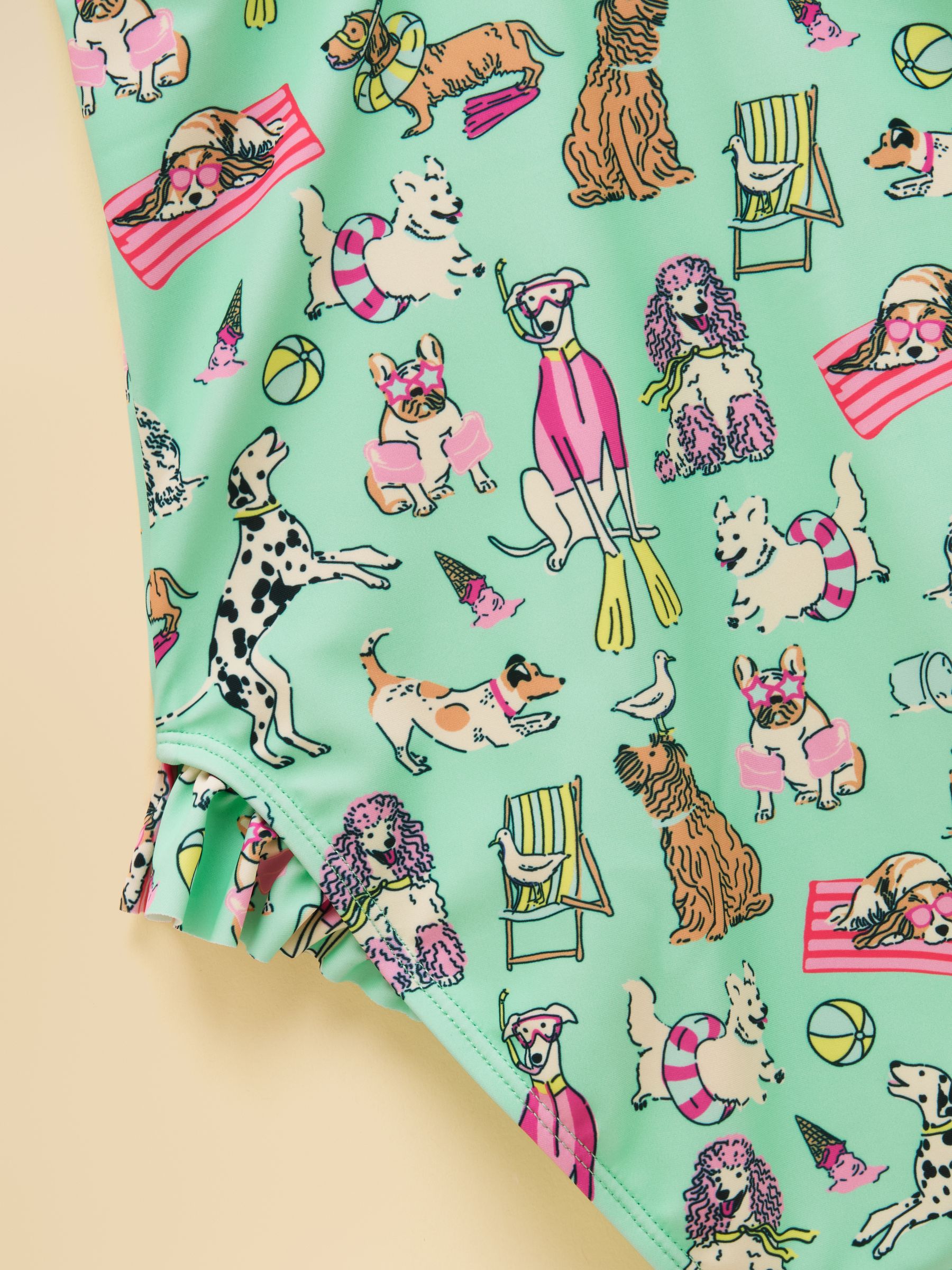 Girls' Splash Green Dogs Swimming Costume - Image 5 of 5
