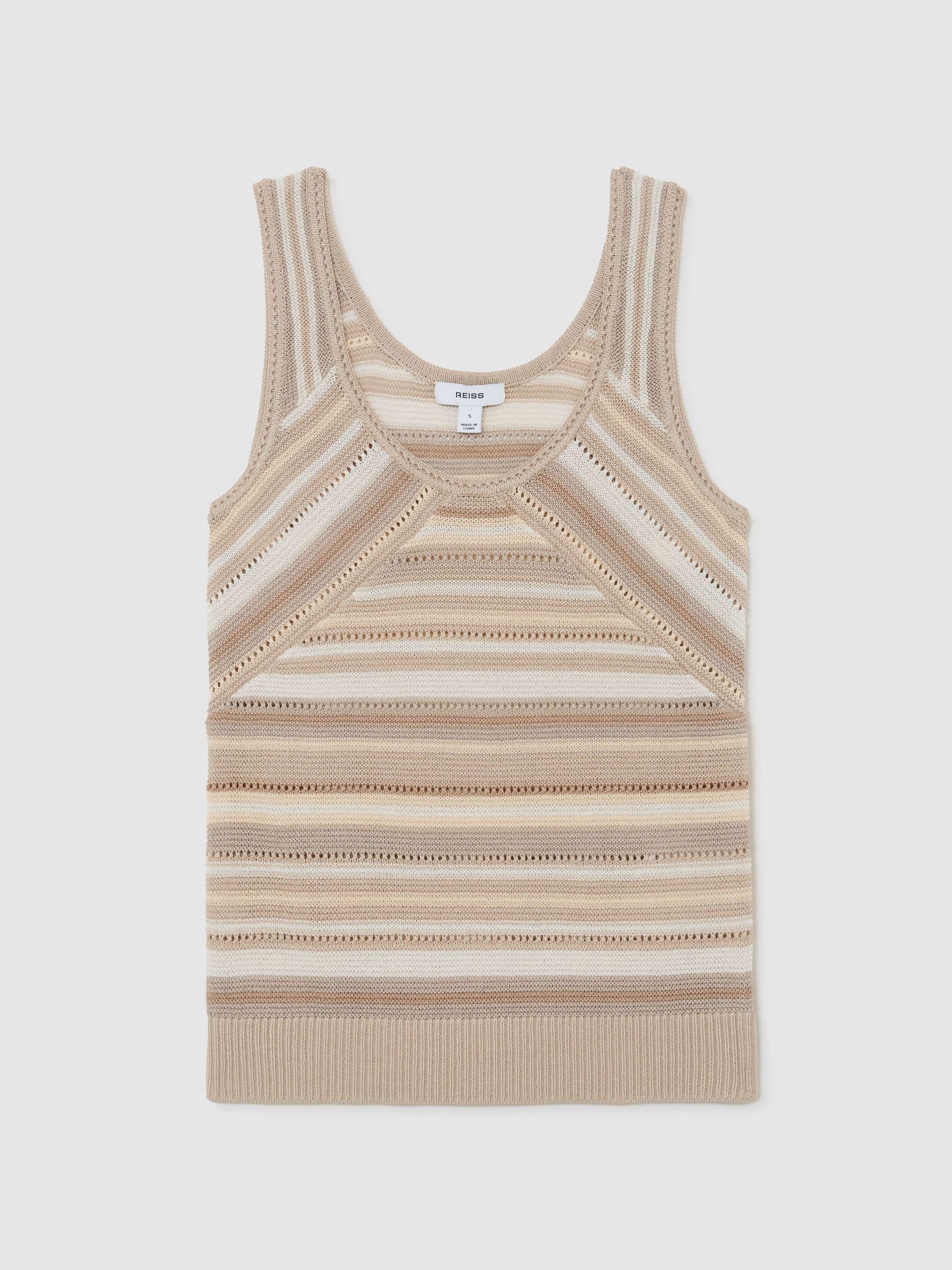 Striped Knit Scoop-Neck Vest in Dark Neutral - Image 2 of 7