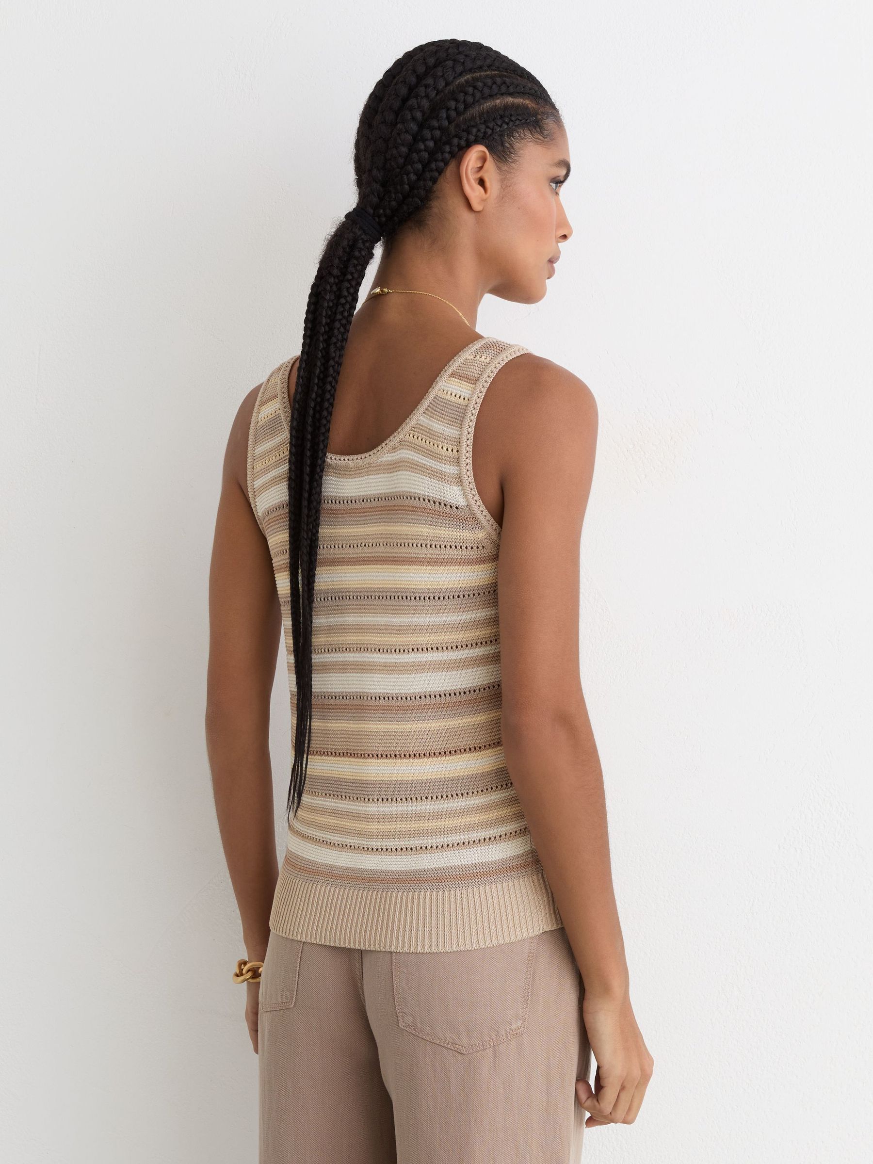 Striped Knit Scoop-Neck Vest in Dark Neutral - Image 5 of 7