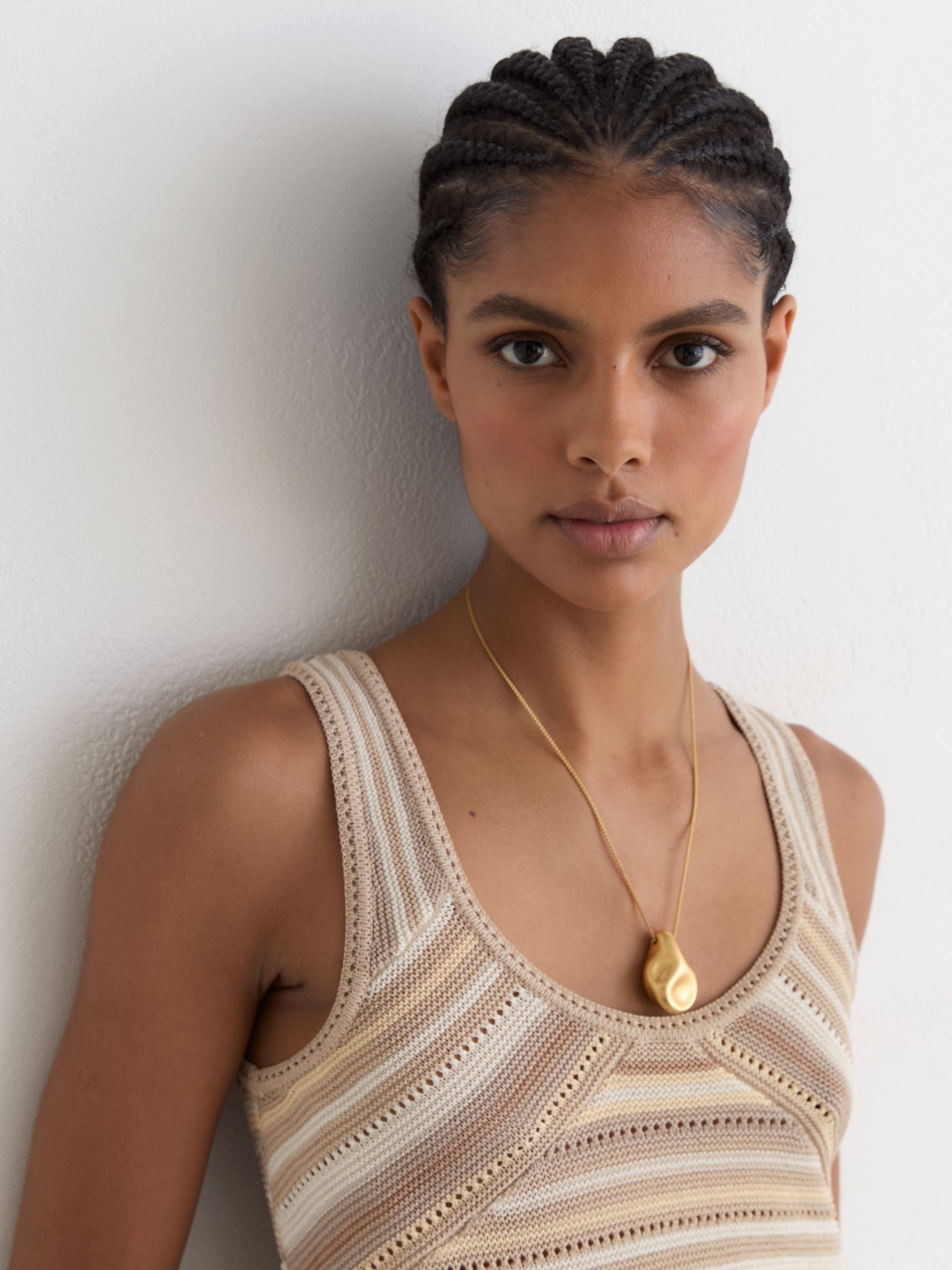 Striped Knit Scoop-Neck Vest in Dark Neutral - Image 6 of 7