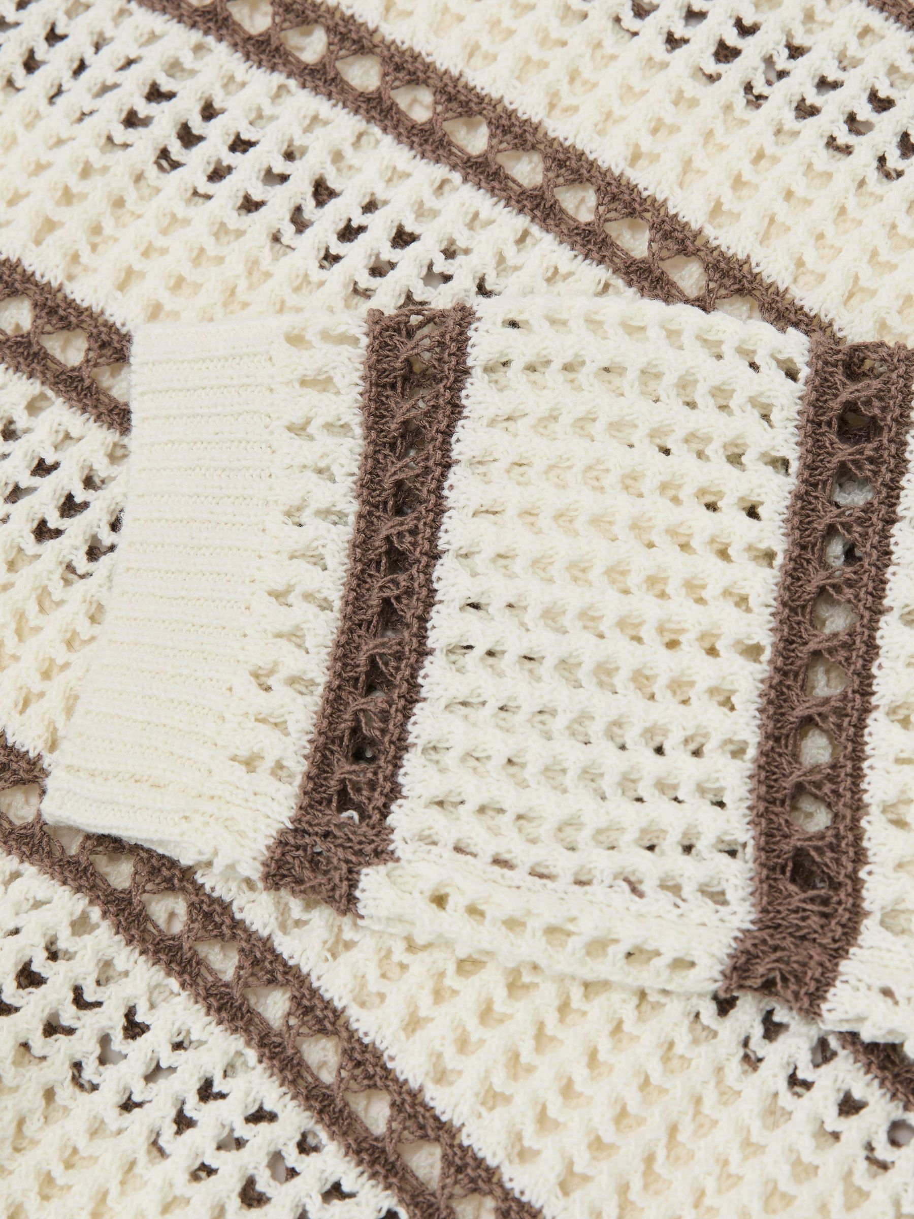 Cotton-Blend Open-Knit Stripe Jumper in Ivory/Taupe Neutral - Image 7 of 7