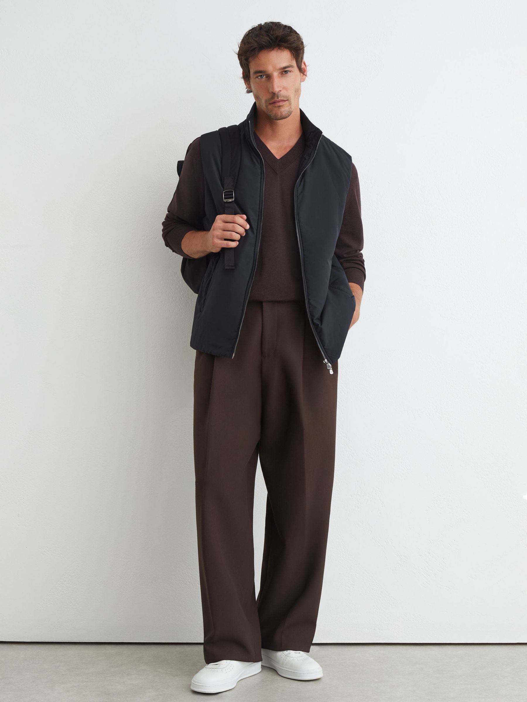Technical Padded Zip-Through Gilet in Navy - Image 1 of 6 Technical Padded Zip-Through Gilet in Navy - Image 1 of 6