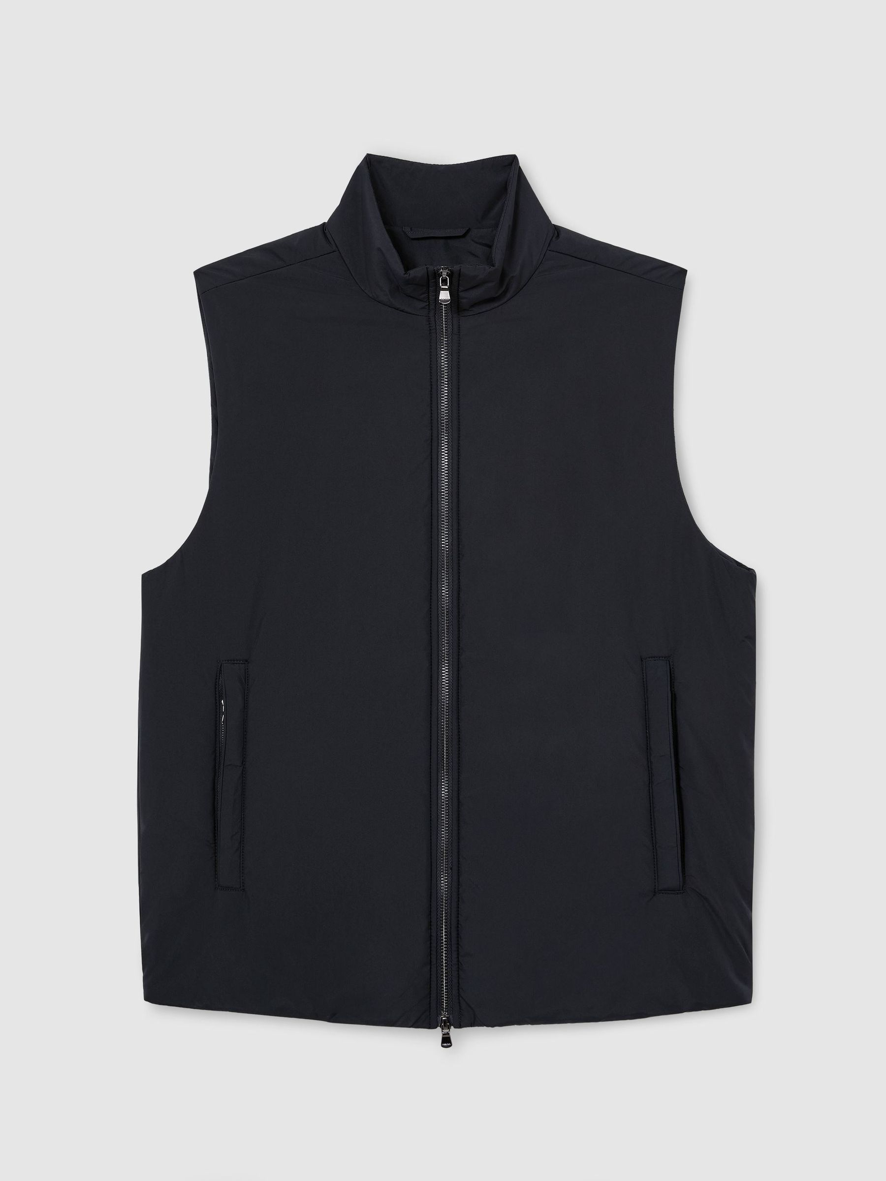 Technical Padded Zip-Through Gilet in Navy - Image 2 of 6 Technical Padded Zip-Through Gilet in Navy - Image 2 of 6