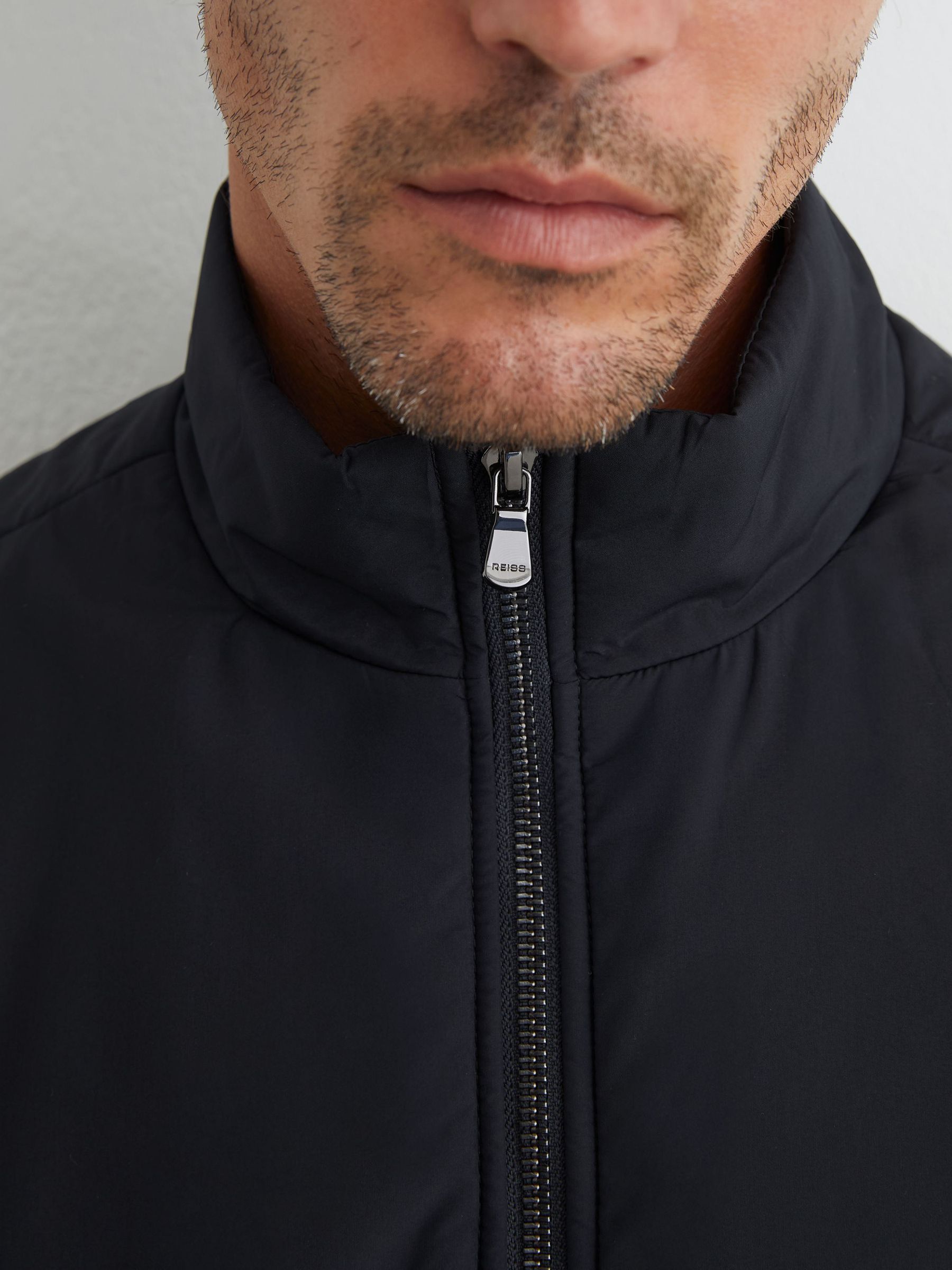 Technical Padded Zip-Through Gilet in Navy - Image 4 of 6