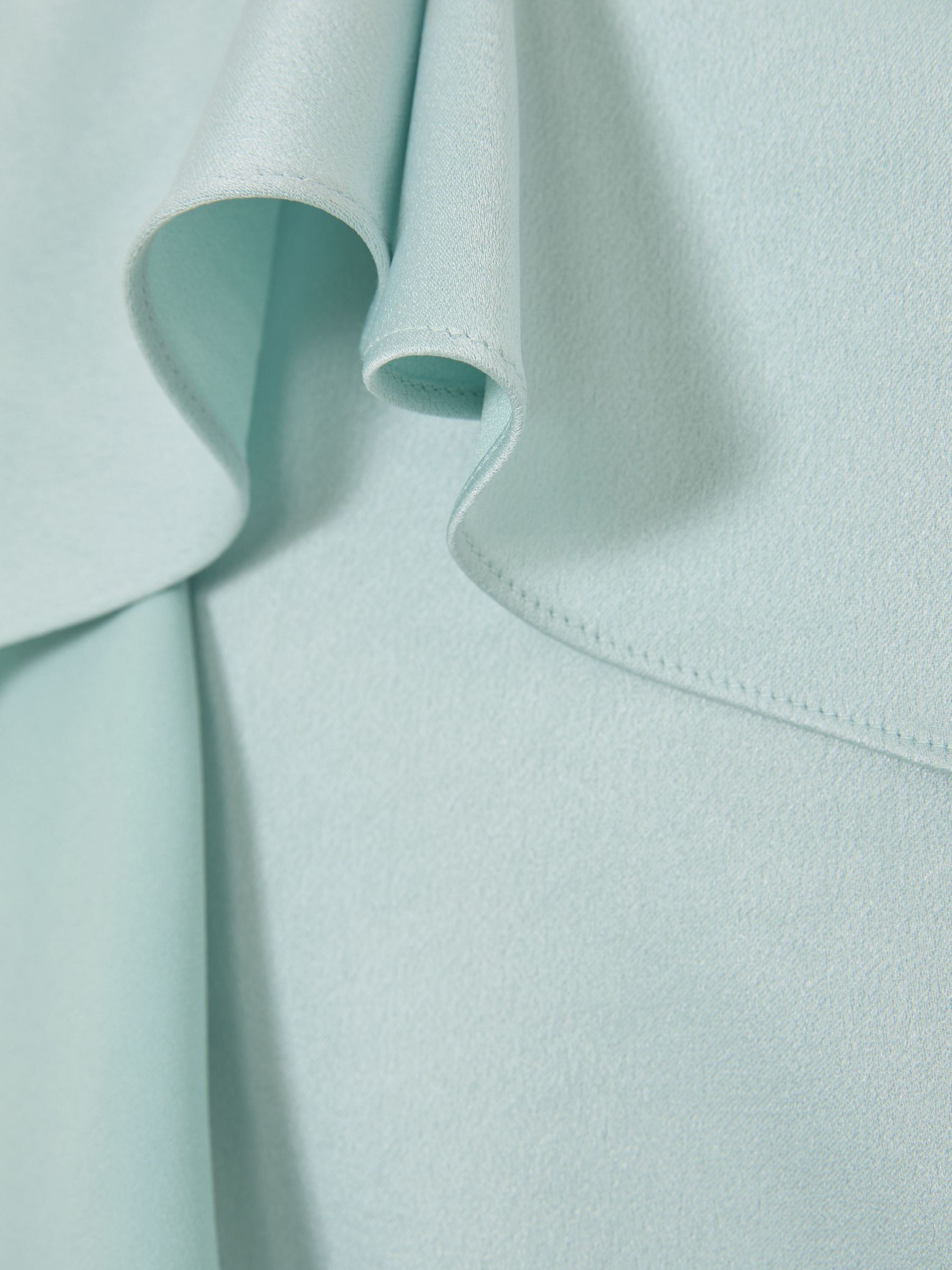 Satin Sleeveless Frill-Detail Top in Aqua Blue - Image 7 of 7