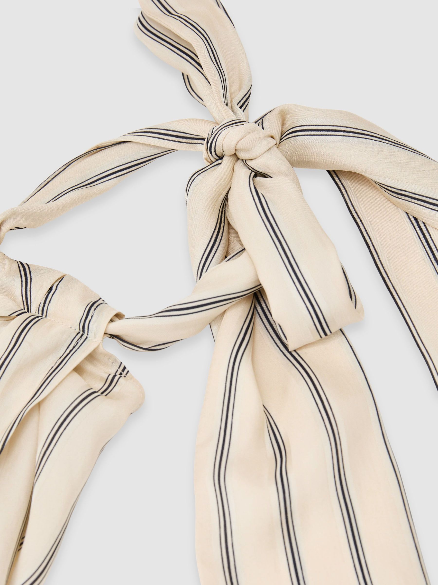Halterneck Stripe Split-Front Resort Top in Ivory/Black - Image 7 of 7