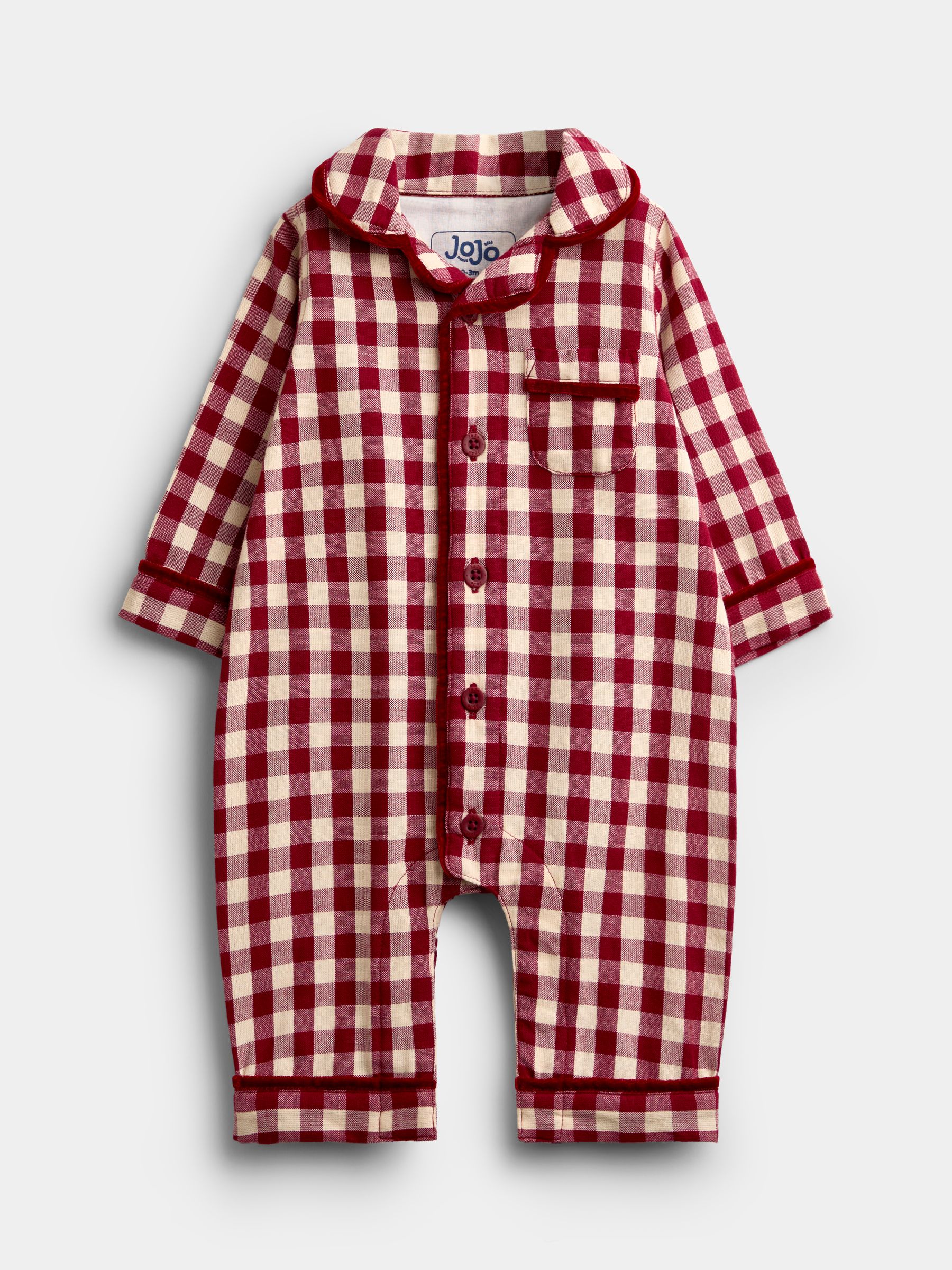 Burgundy Gingham Woven All-In-One Pyjamas - Image 3 of 6
