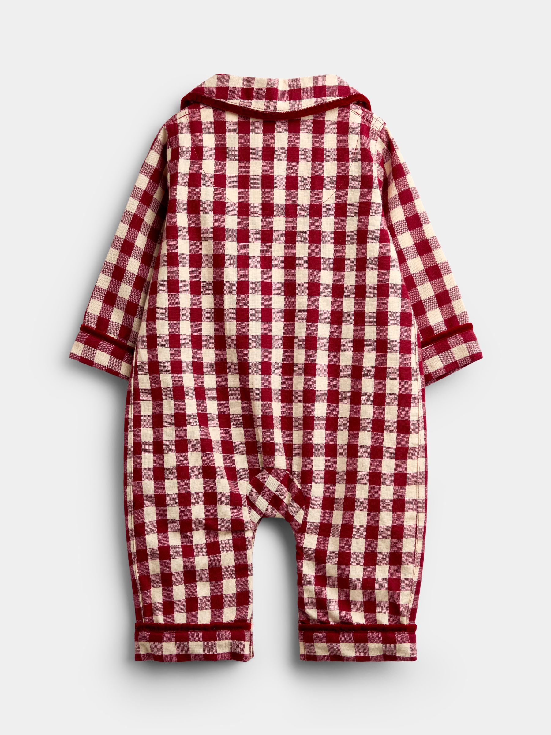 Burgundy Gingham Woven All-In-One Pyjamas - Image 4 of 6