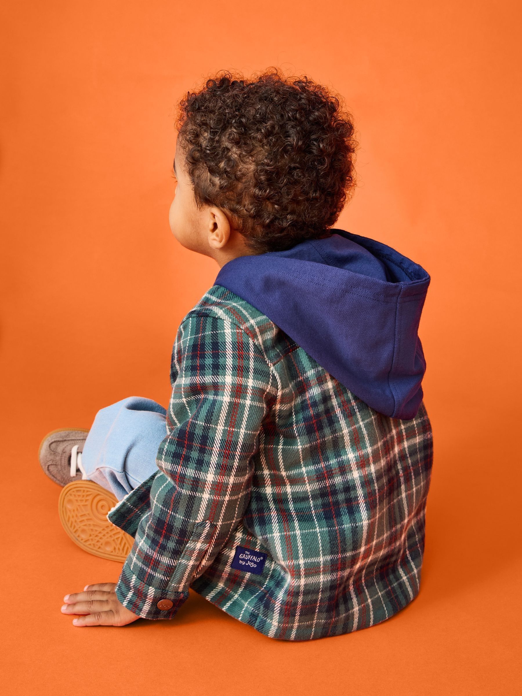 The Gruffalo Khaki Green Check Borg Hooded Shacket - Image 2 of 9