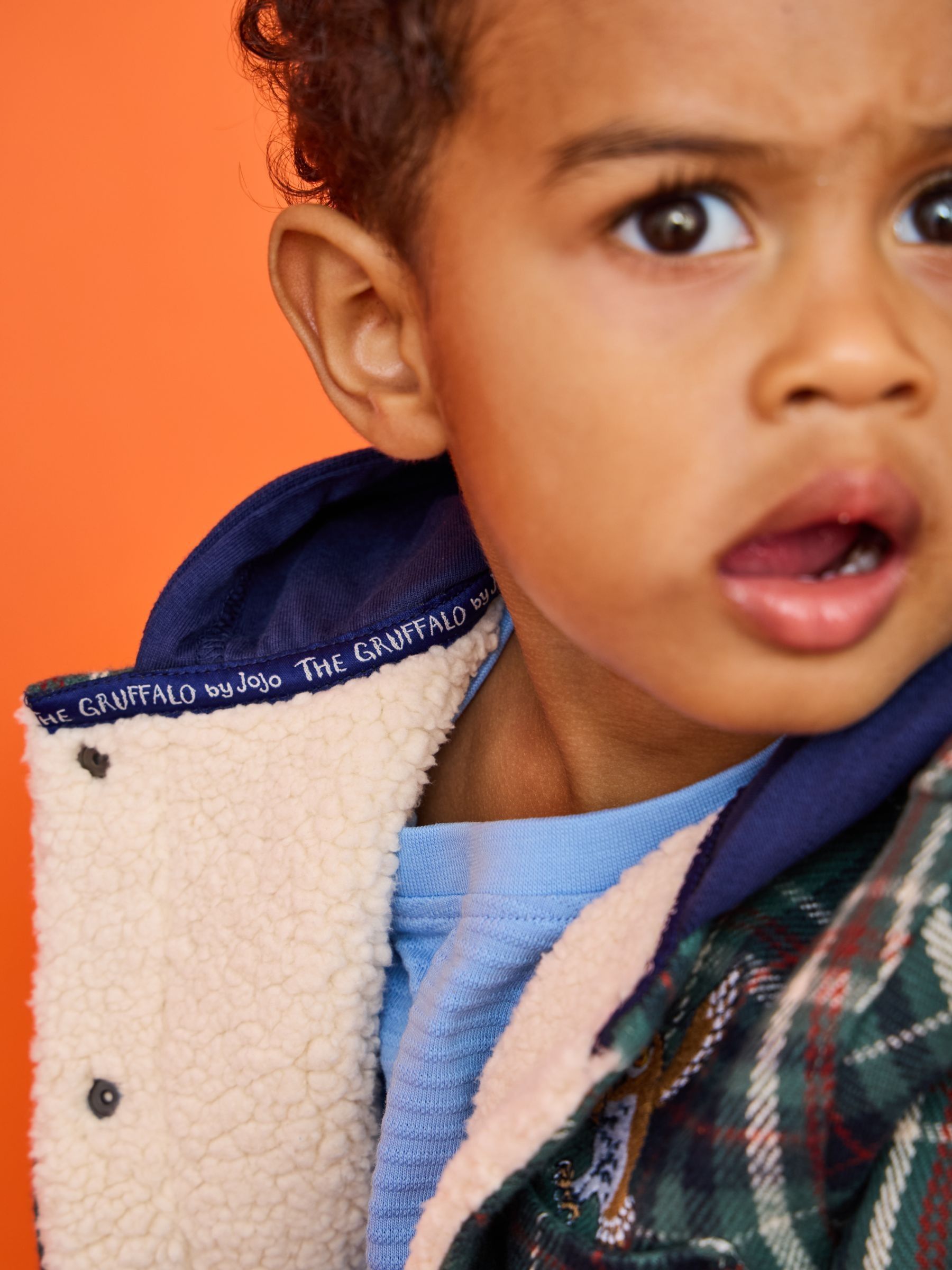 The Gruffalo Khaki Green Check Borg Hooded Shacket - Image 5 of 9