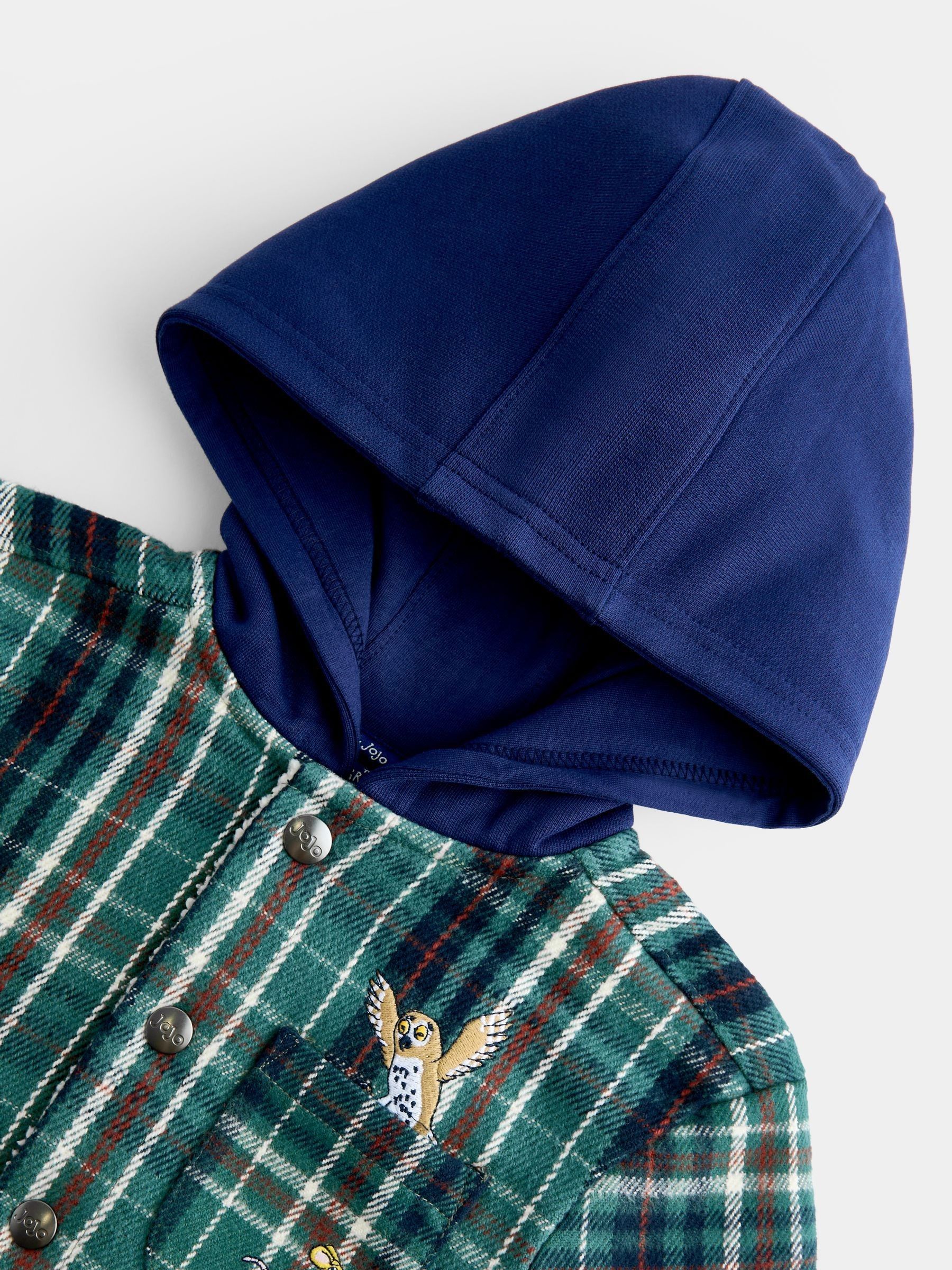 The Gruffalo Khaki Green Check Borg Hooded Shacket - Image 8 of 9