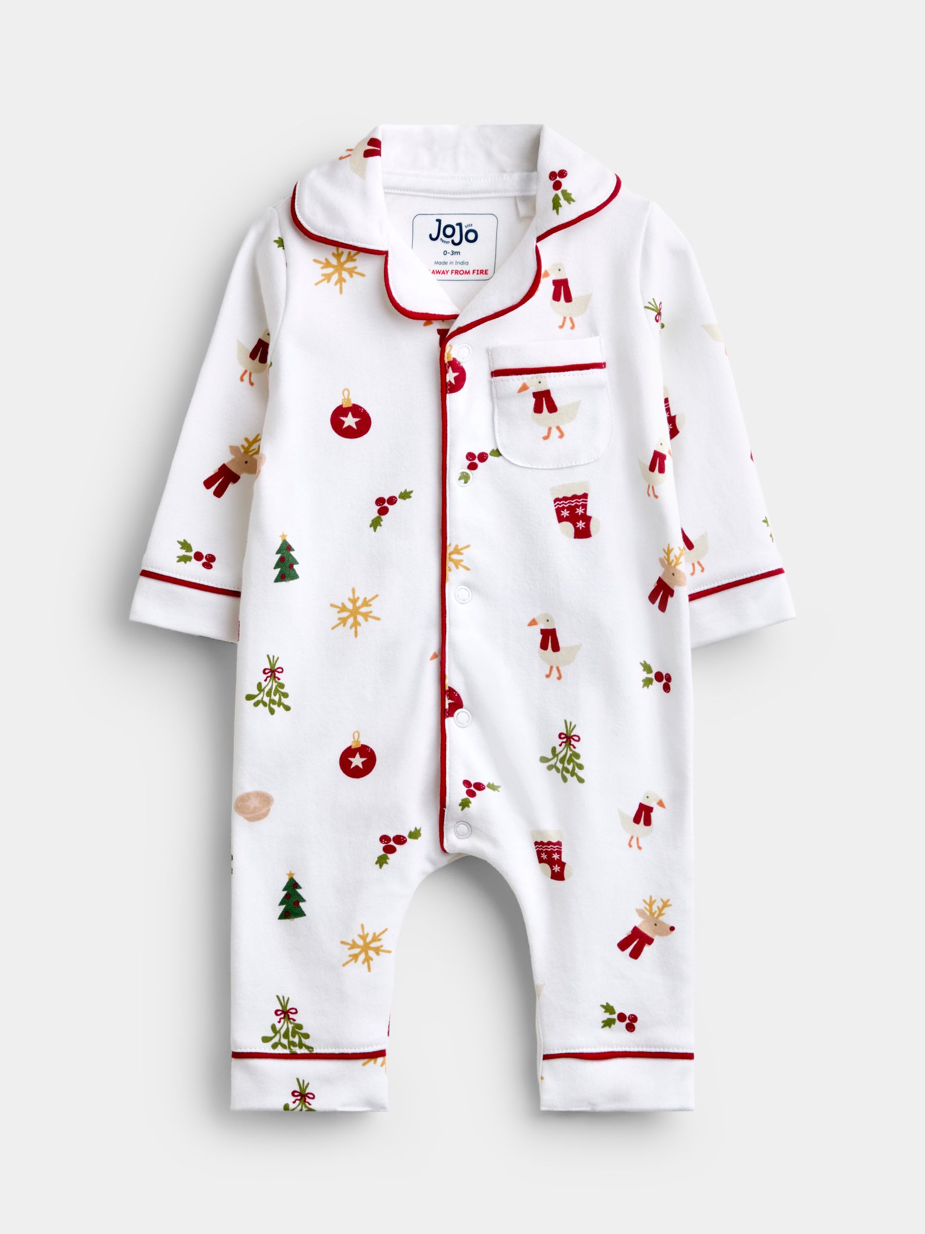 White Christmas Print Jersey All-In-One Pyjamas - Image 1 of 4