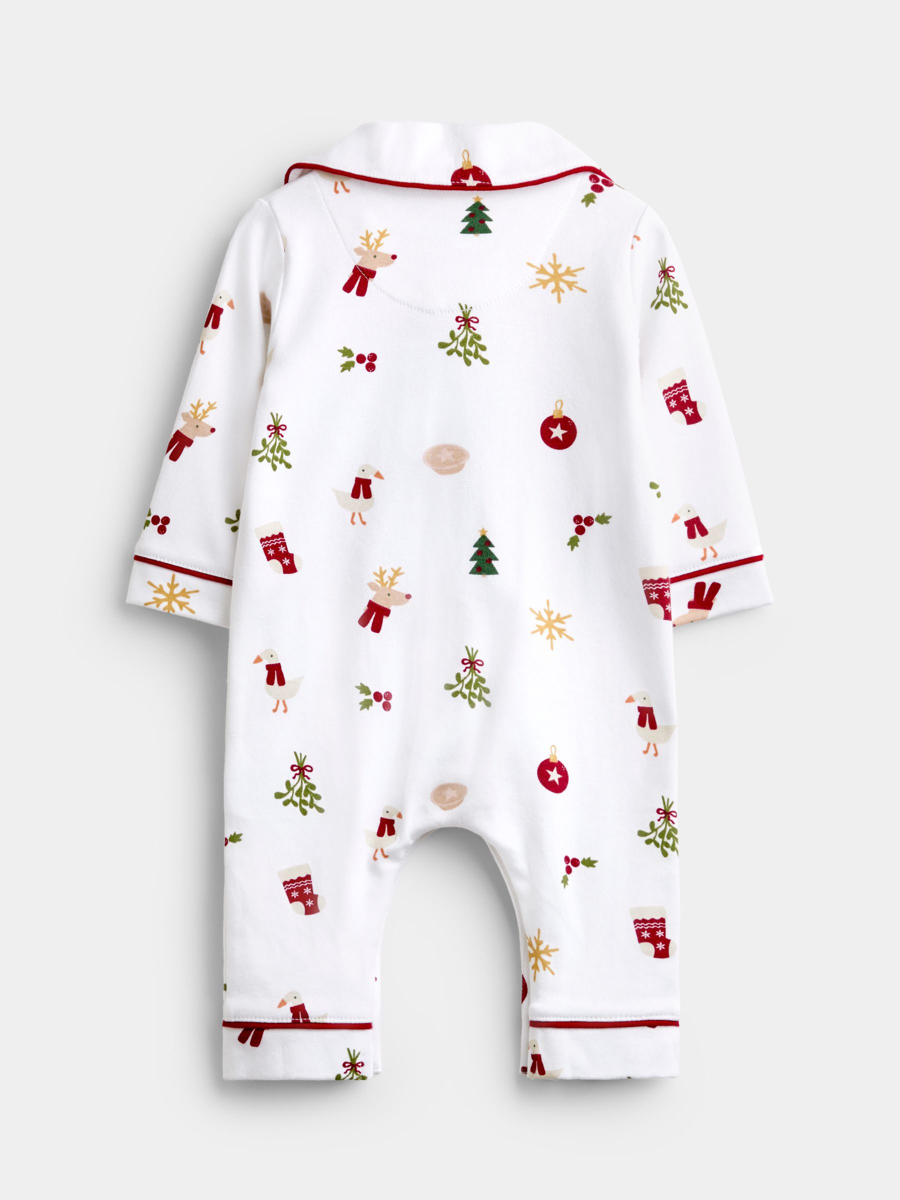 White Christmas Print Jersey All-In-One Pyjamas - Image 2 of 4