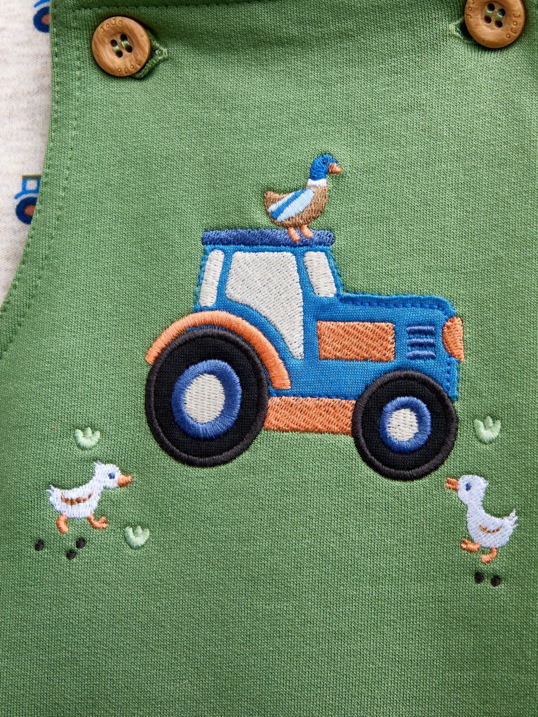 Green Tractor Jersey Dungaree & Bodysuit Set - Image 7 of 8