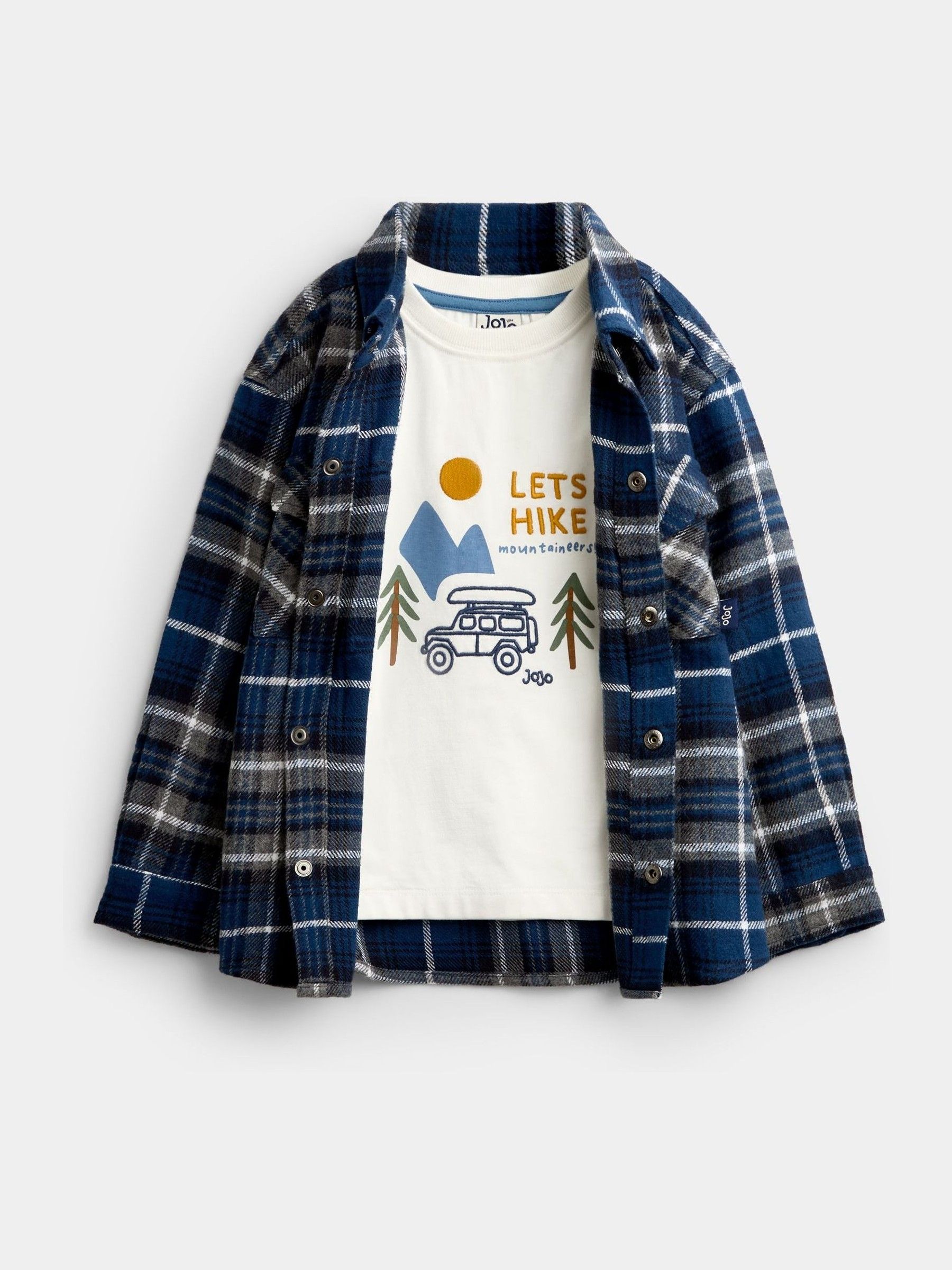 Dark Blue Check 2-Piece Brushed Check Shirt & Top Set - Image 1 of 8
