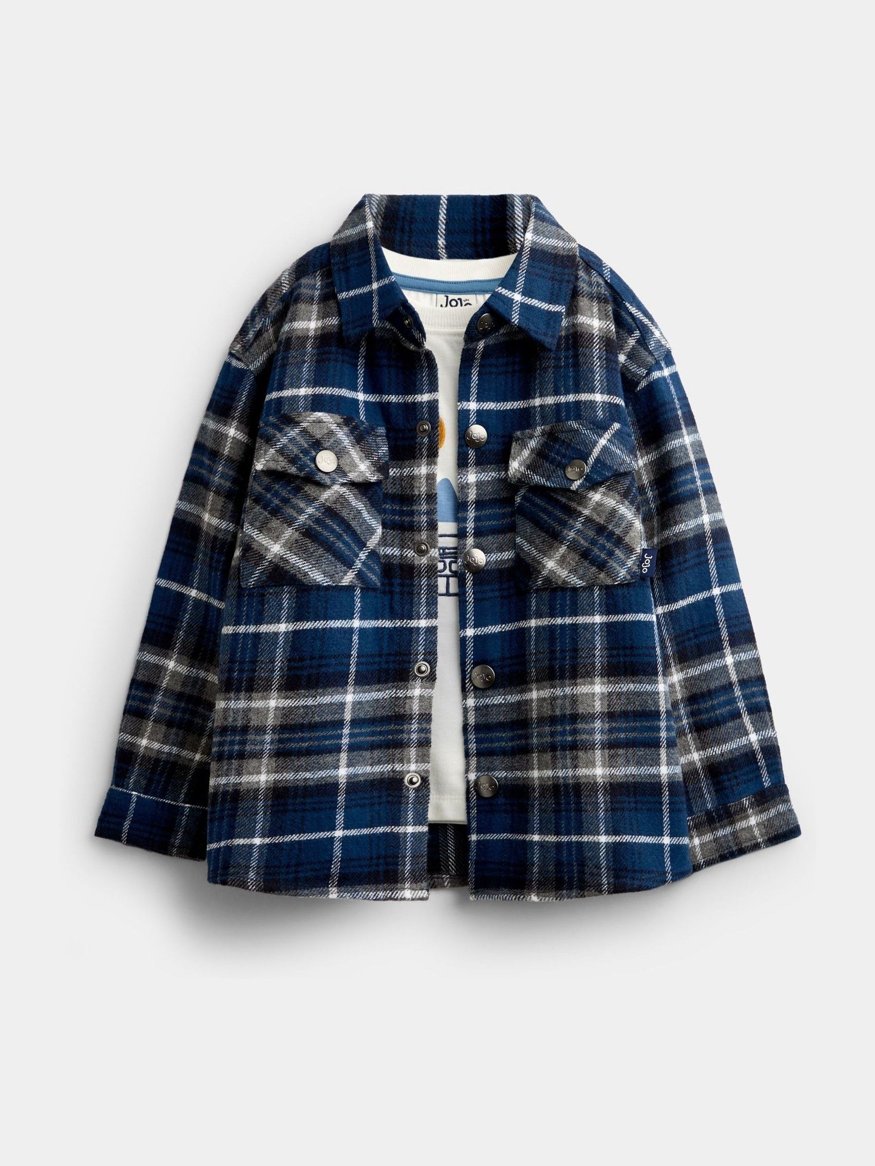 Dark Blue Check 2-Piece Brushed Check Shirt & Top Set - Image 2 of 8